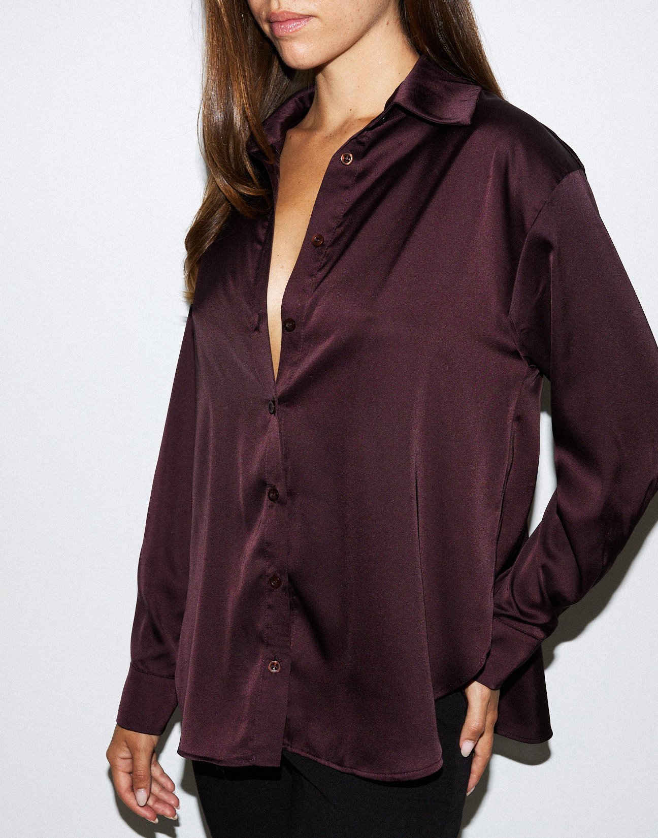 Oversized satin shirt