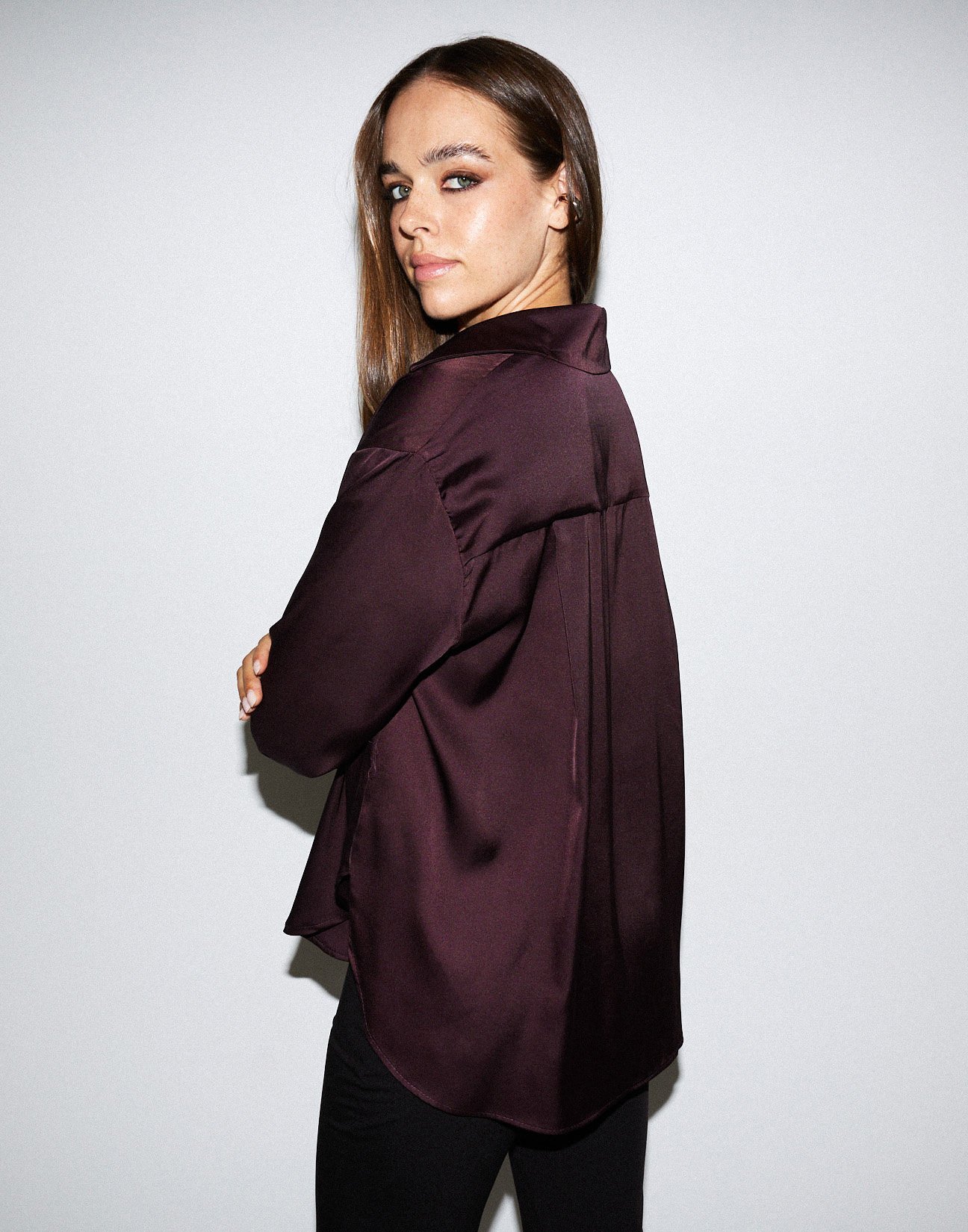 Oversized satin shirt