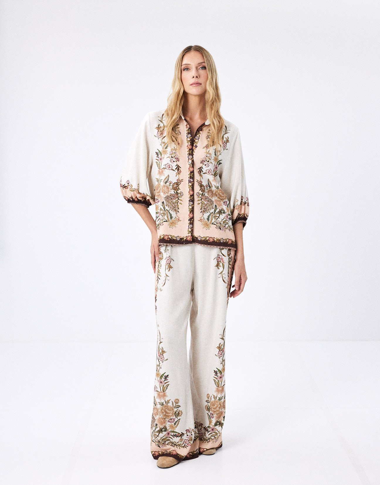 Printed linen shirt