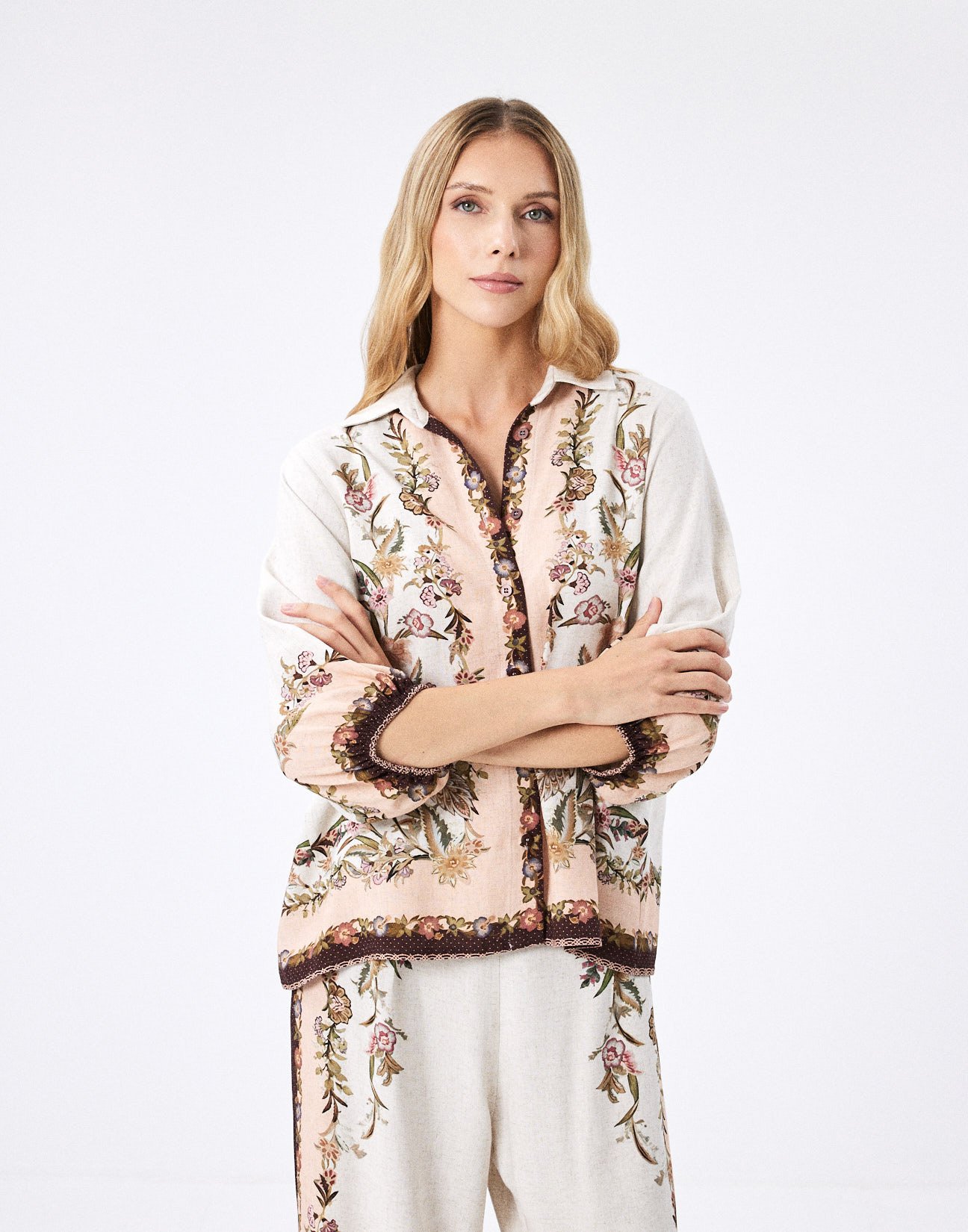 Printed linen shirt