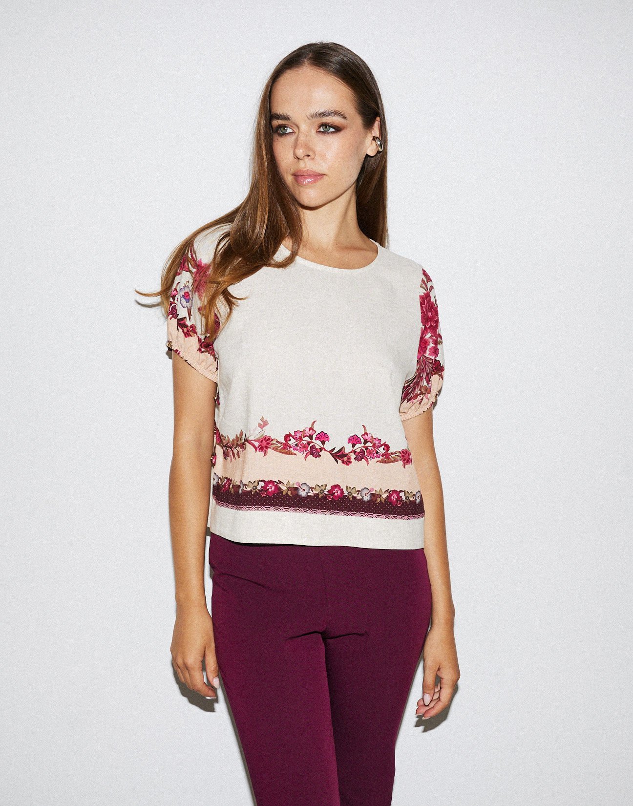 Printed linen blouse