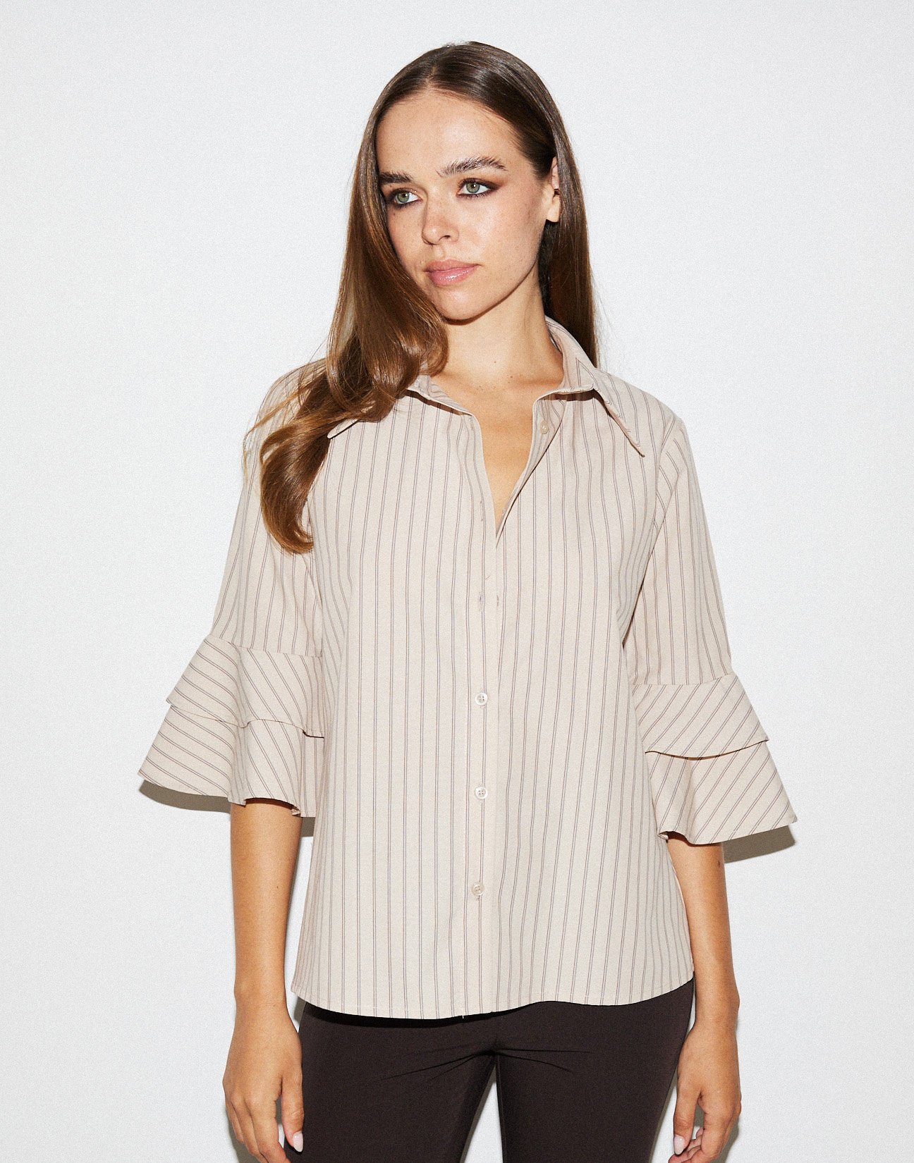 Striped shirt with ruffles