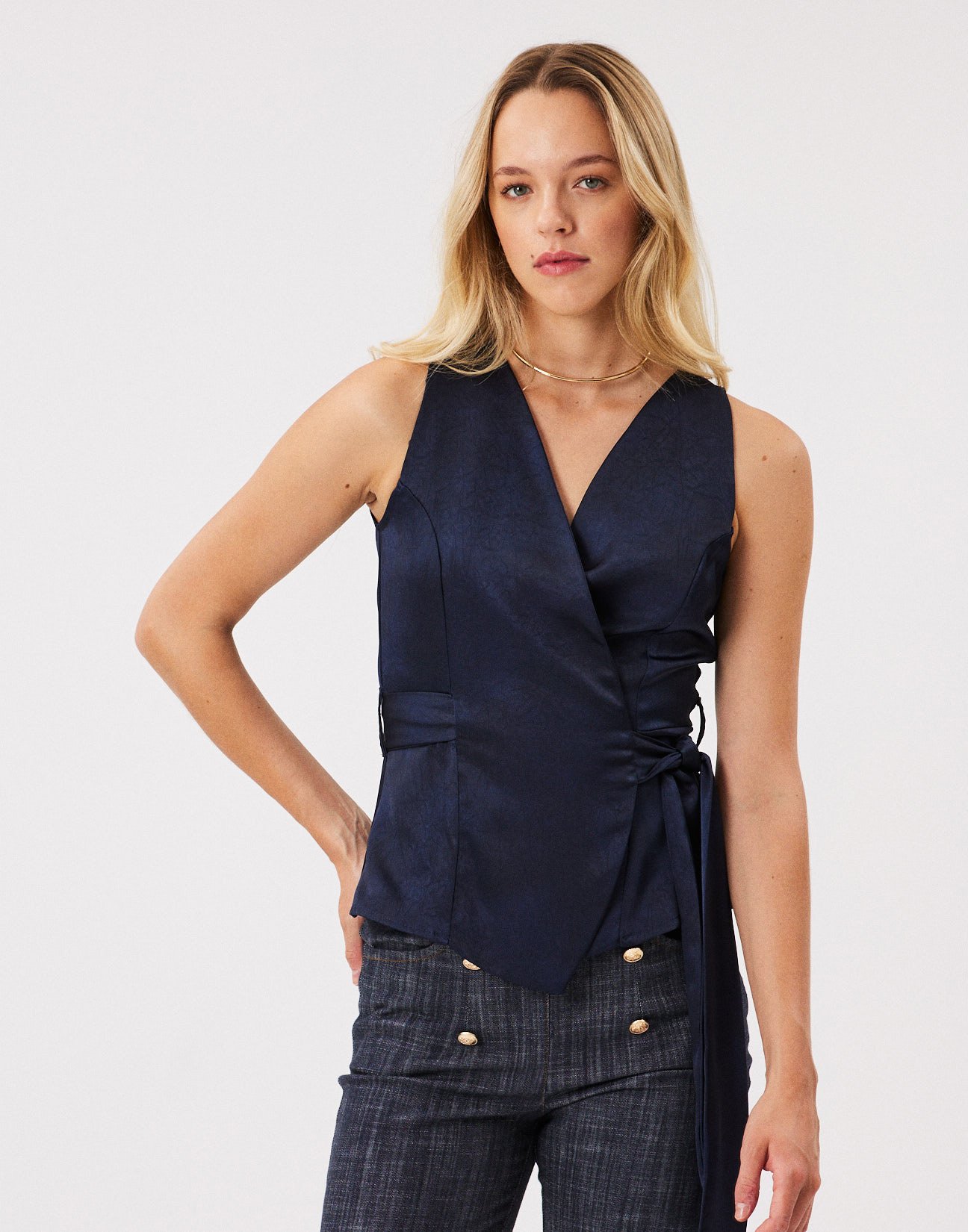 Sleeveless satin top