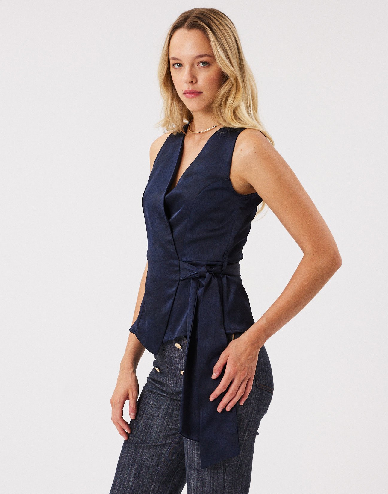 Sleeveless satin top