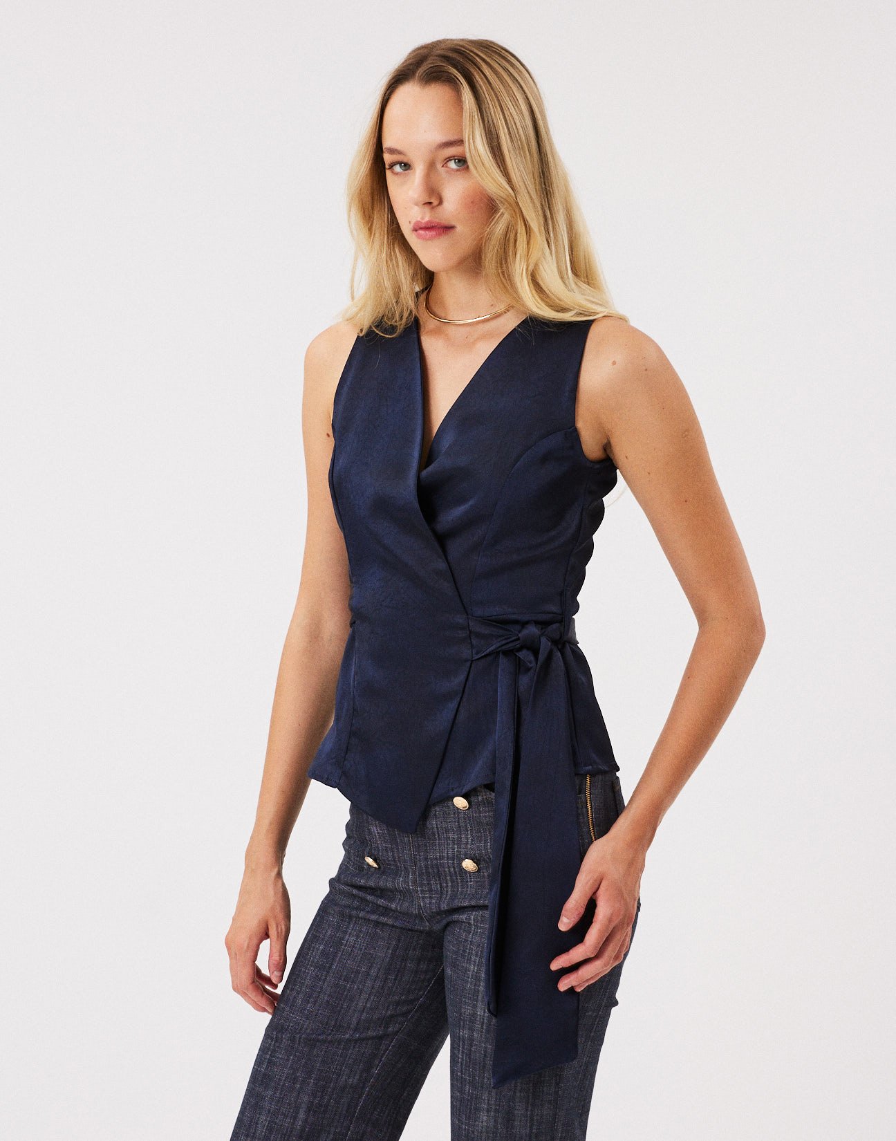 Sleeveless satin top