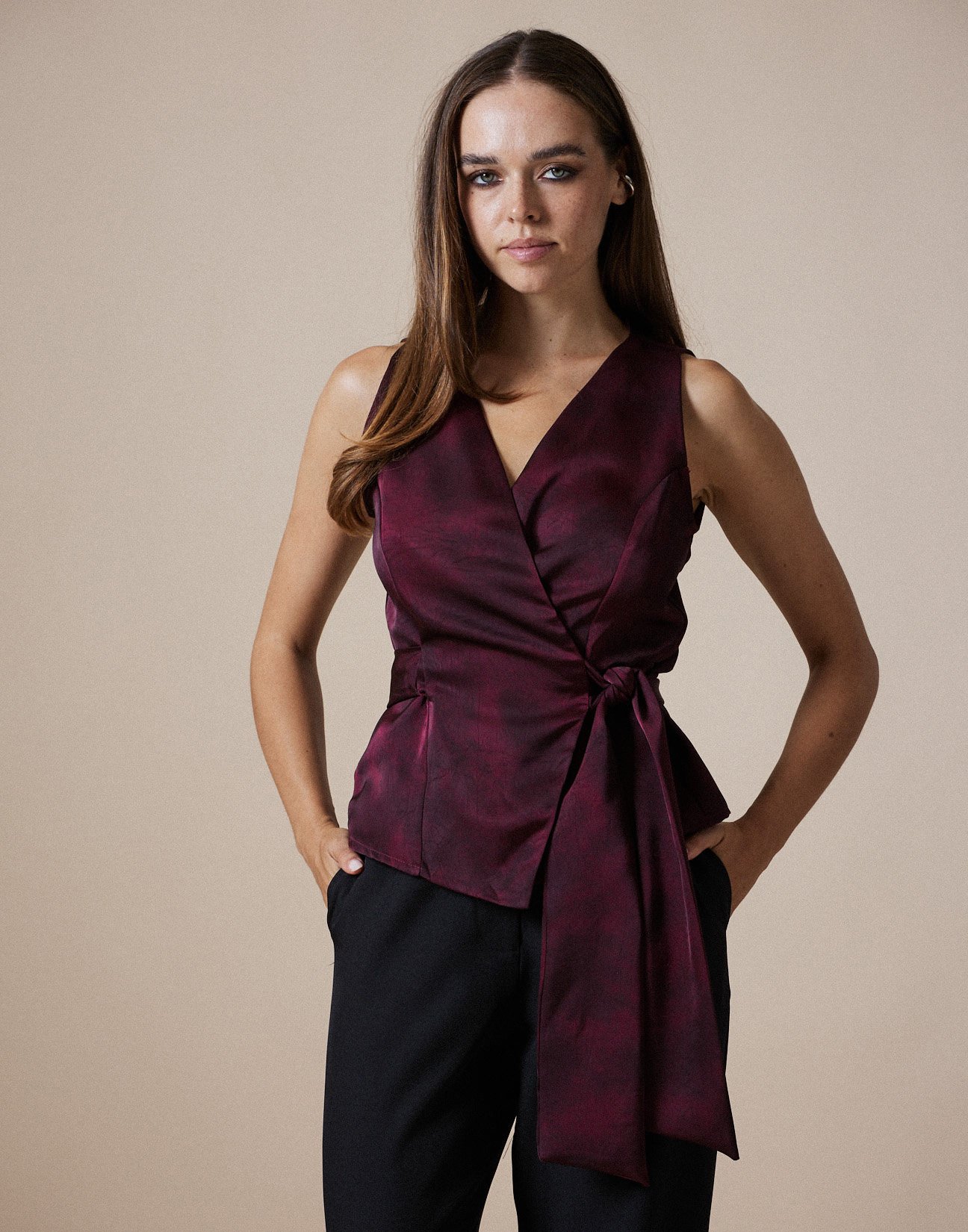Sleeveless satin top
