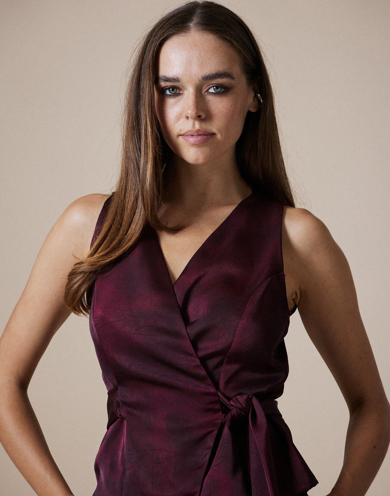 Sleeveless satin top