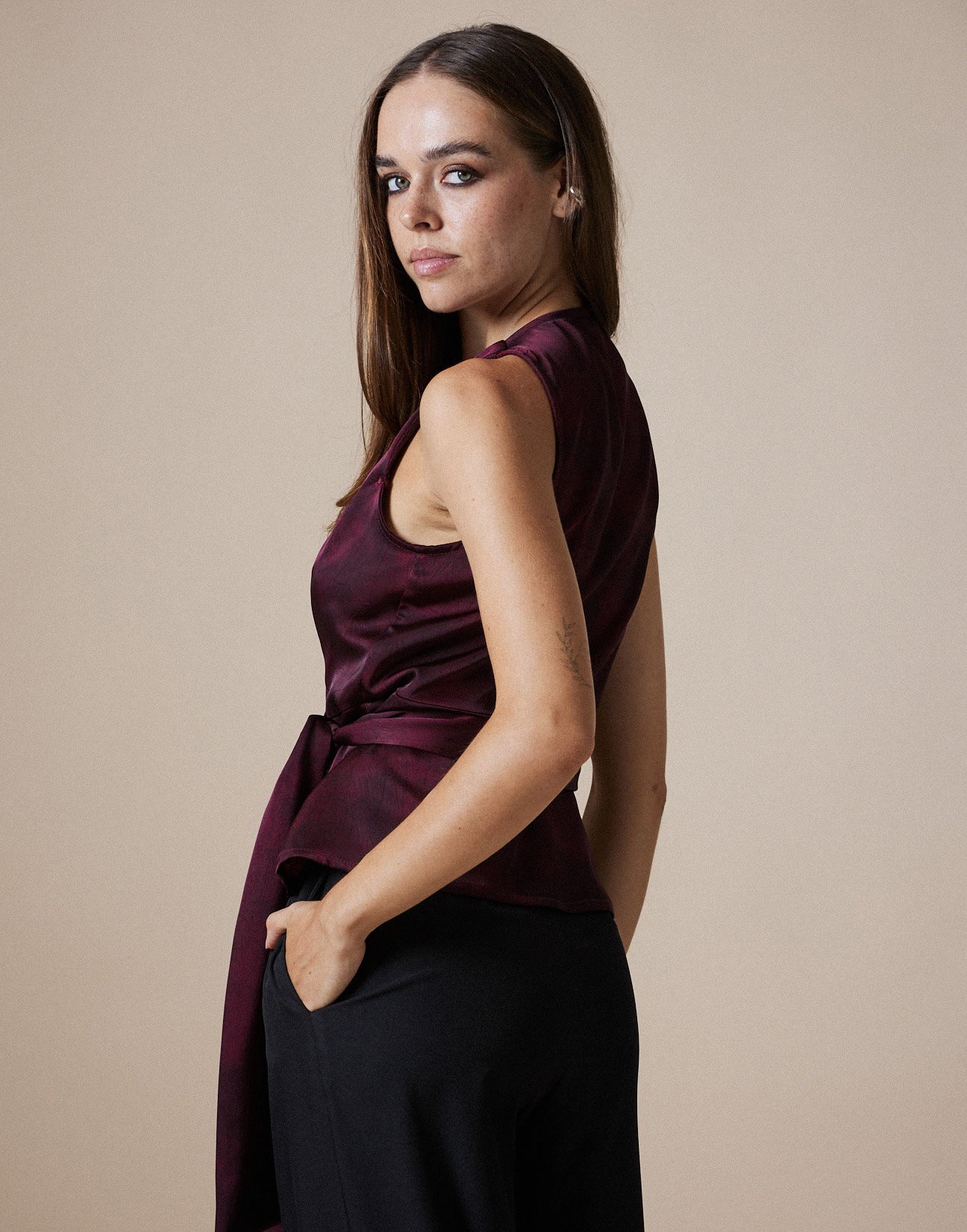 Sleeveless satin top