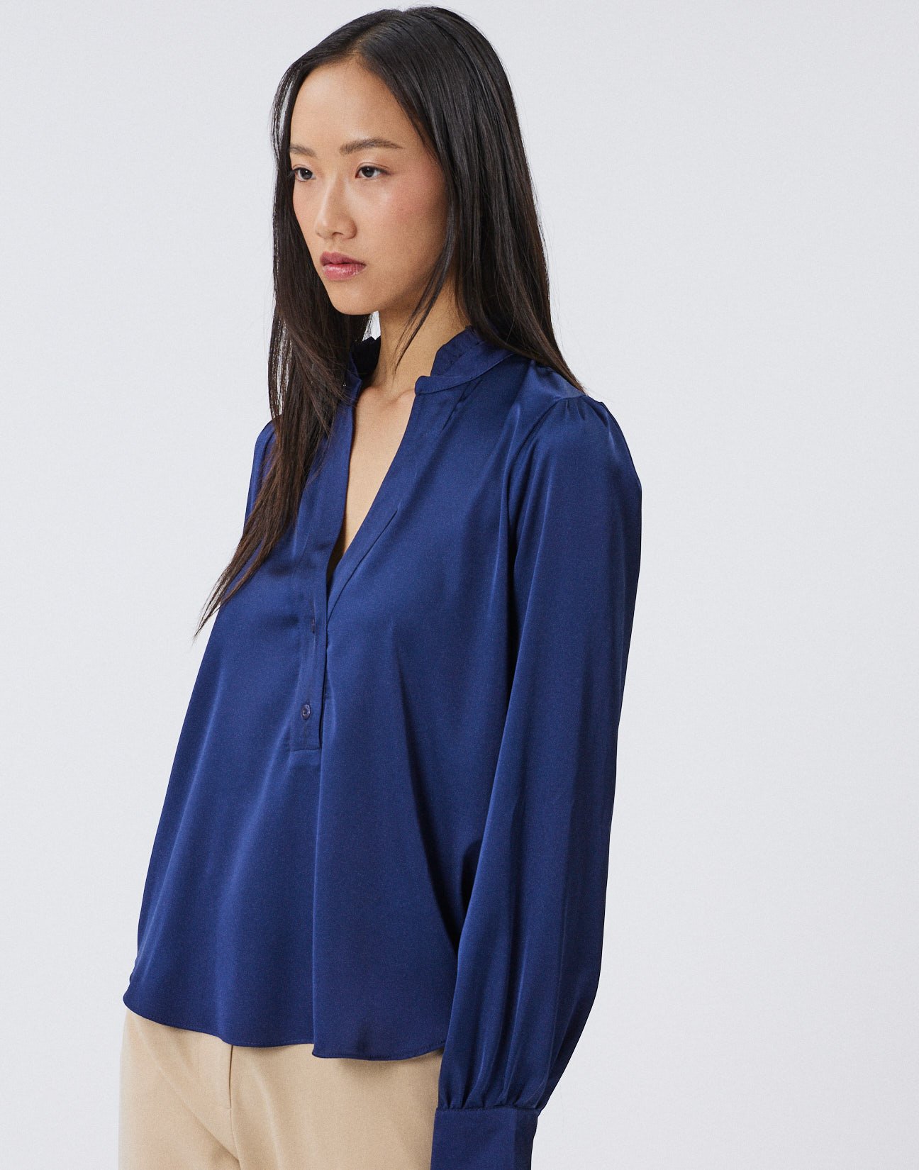 Satin blouse with button