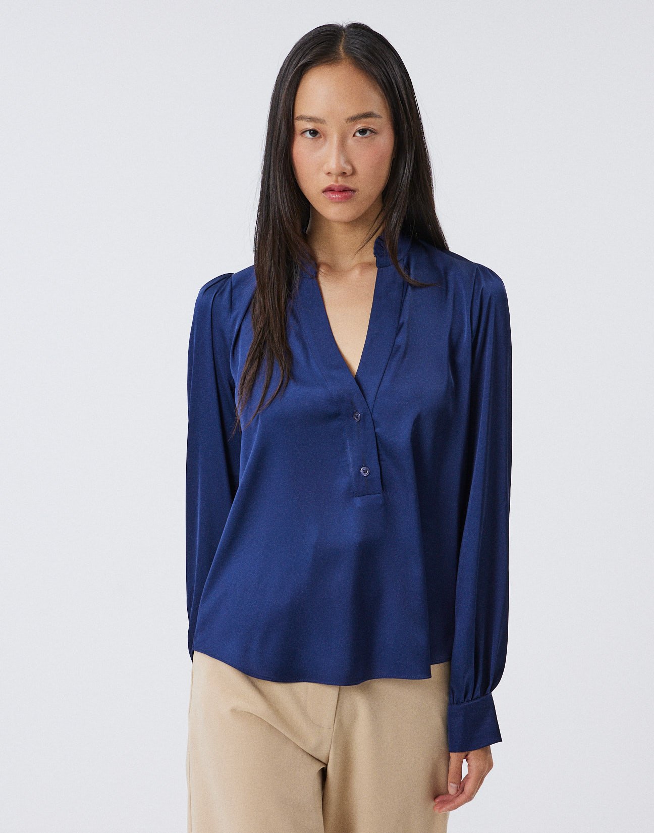 Satin blouse with button