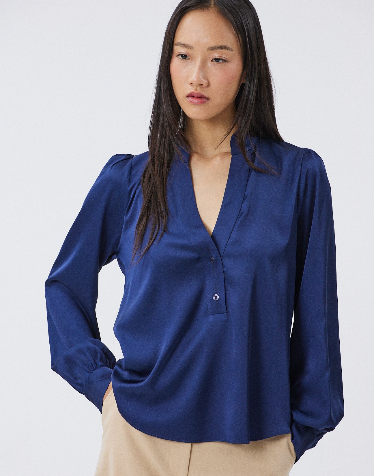 Satin blouse with button