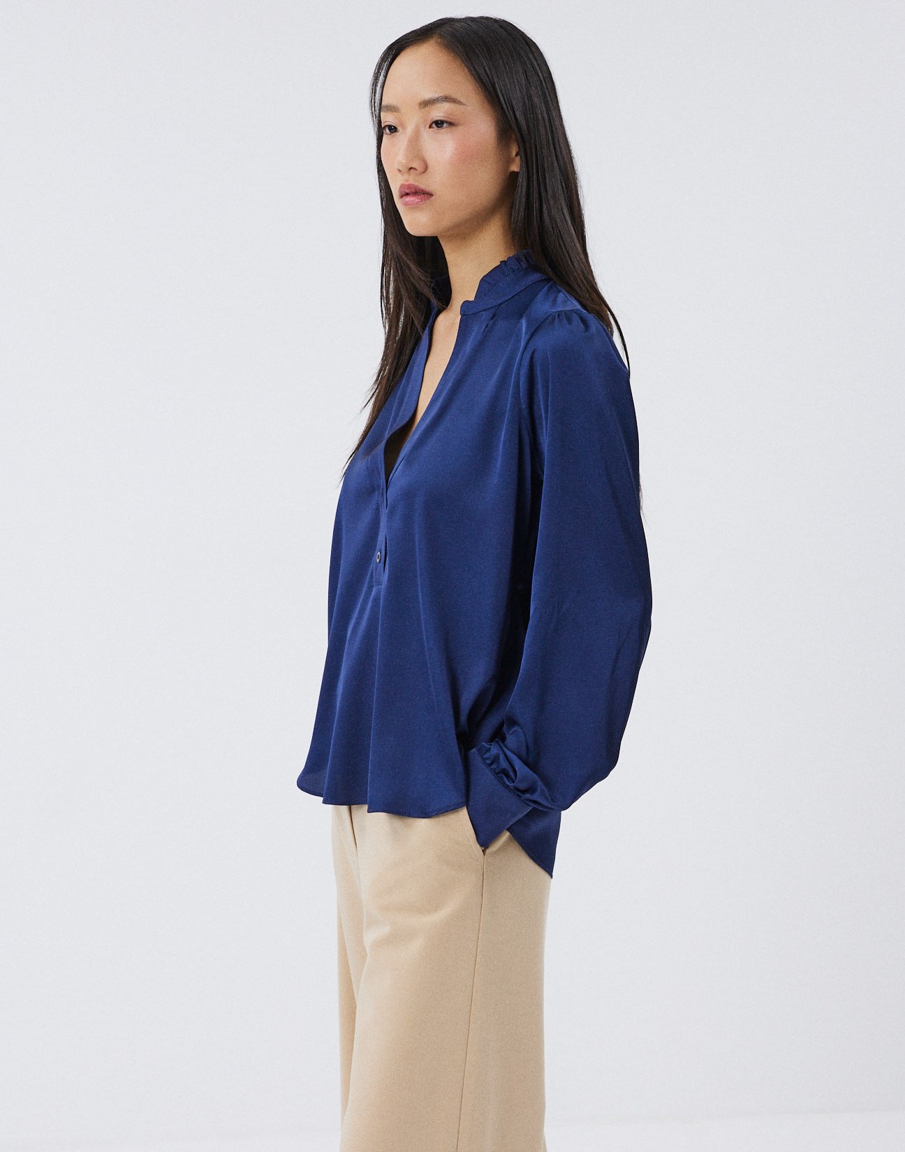 Satin blouse with button