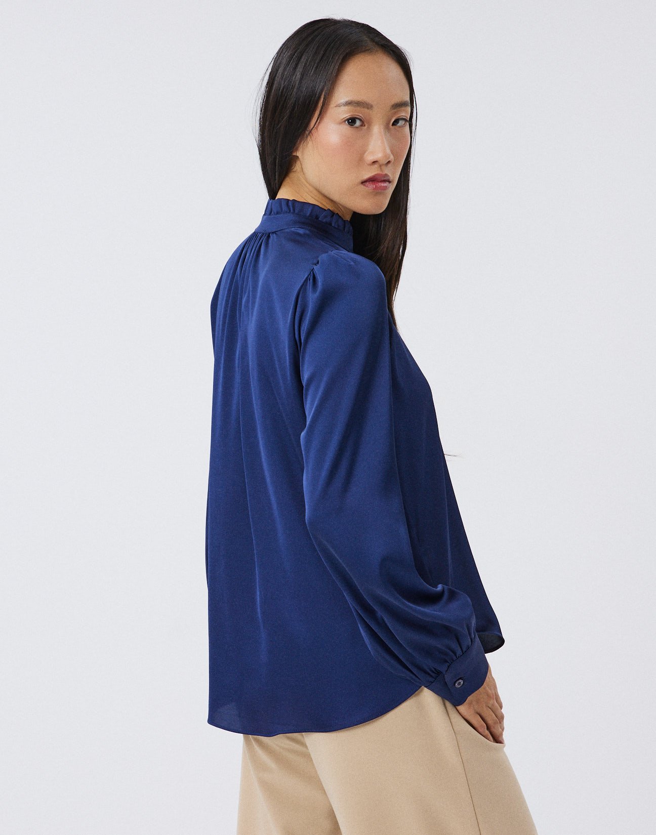 Satin blouse with button