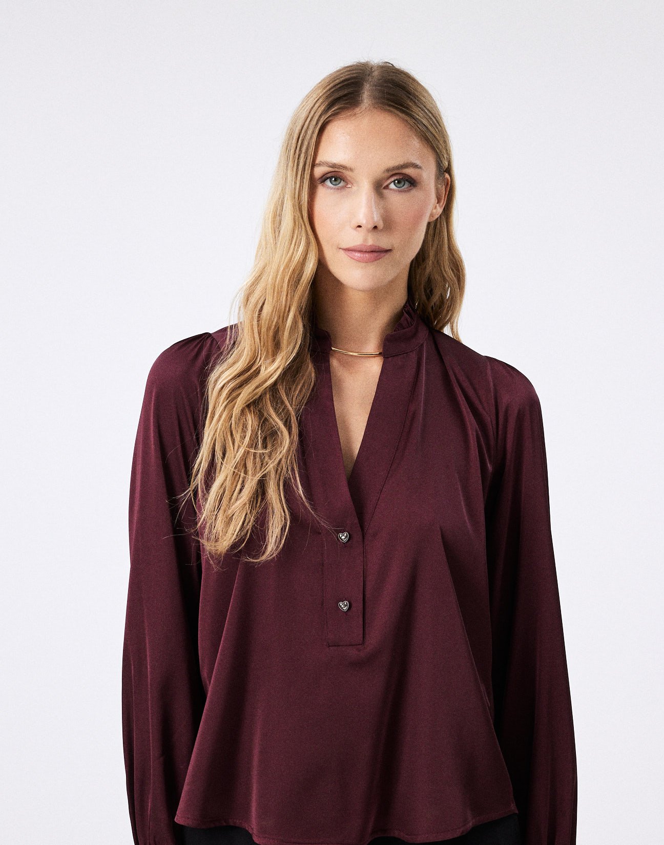 Satin blouse with button