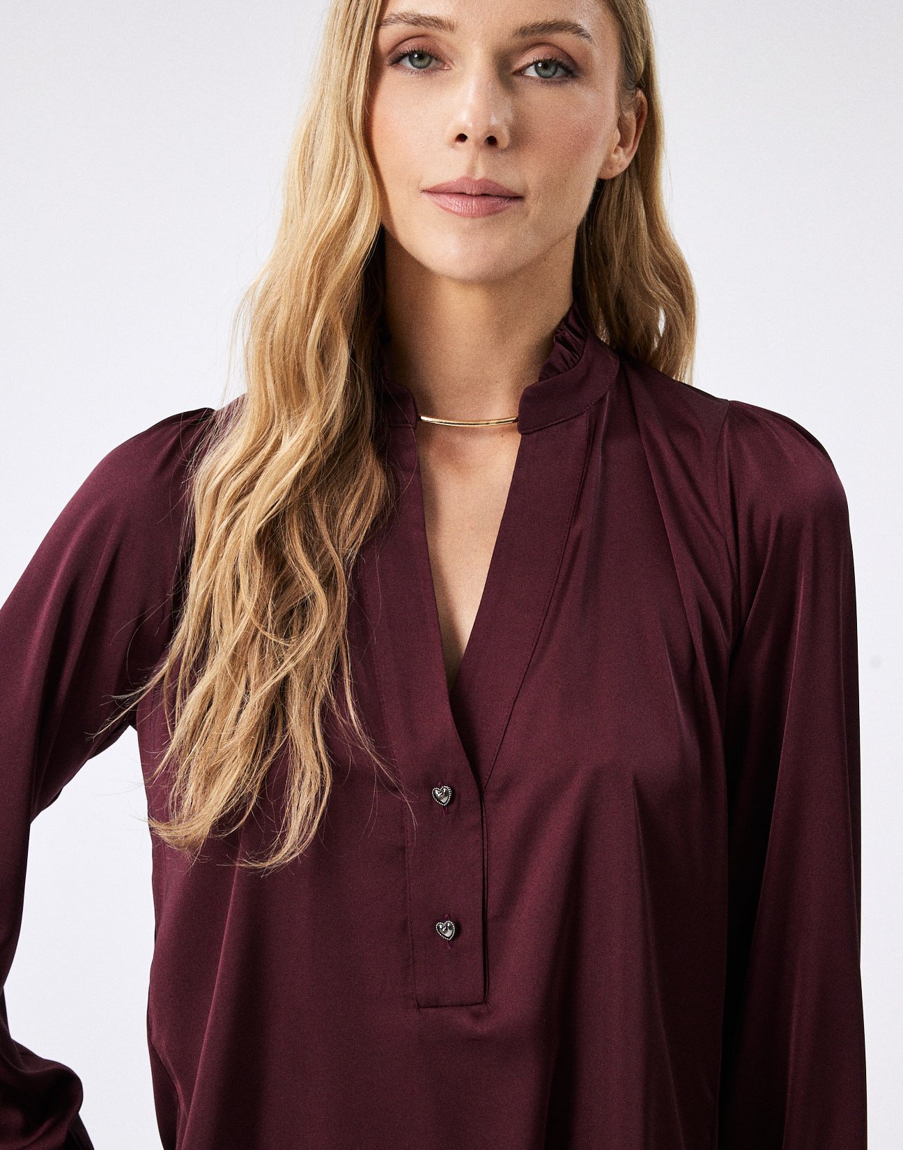 Satin blouse with button