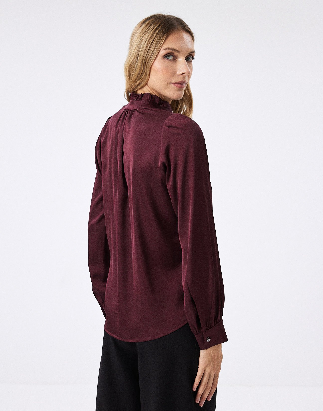 Satin blouse with button
