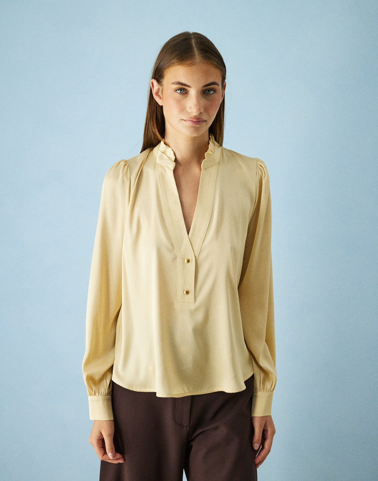 Satin blouse with button
