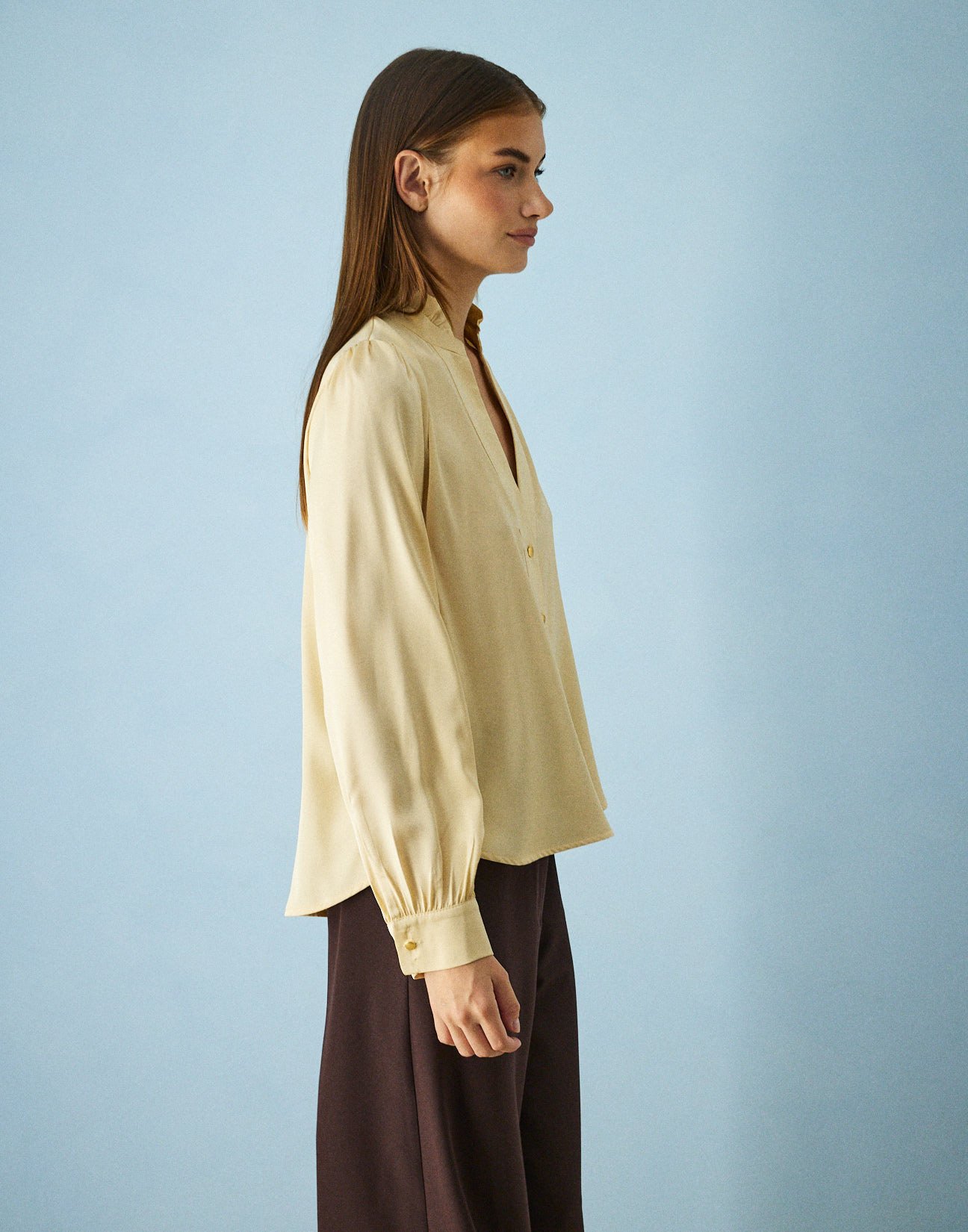 Satin blouse with button