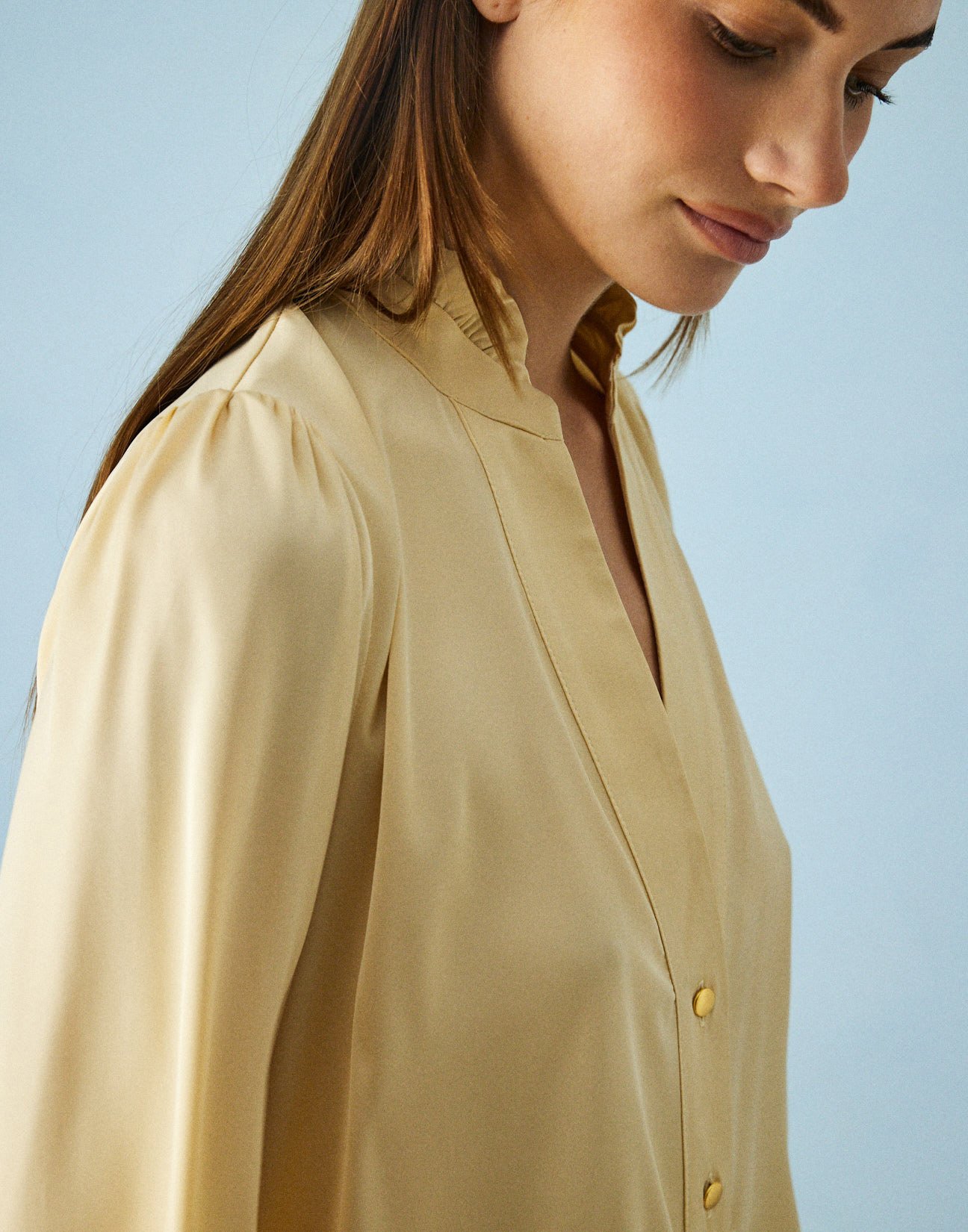Satin blouse with button