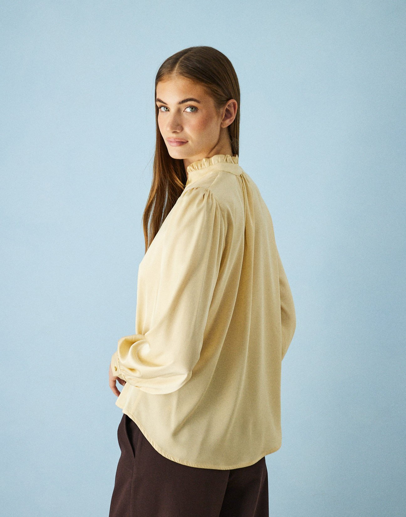 Satin blouse with button