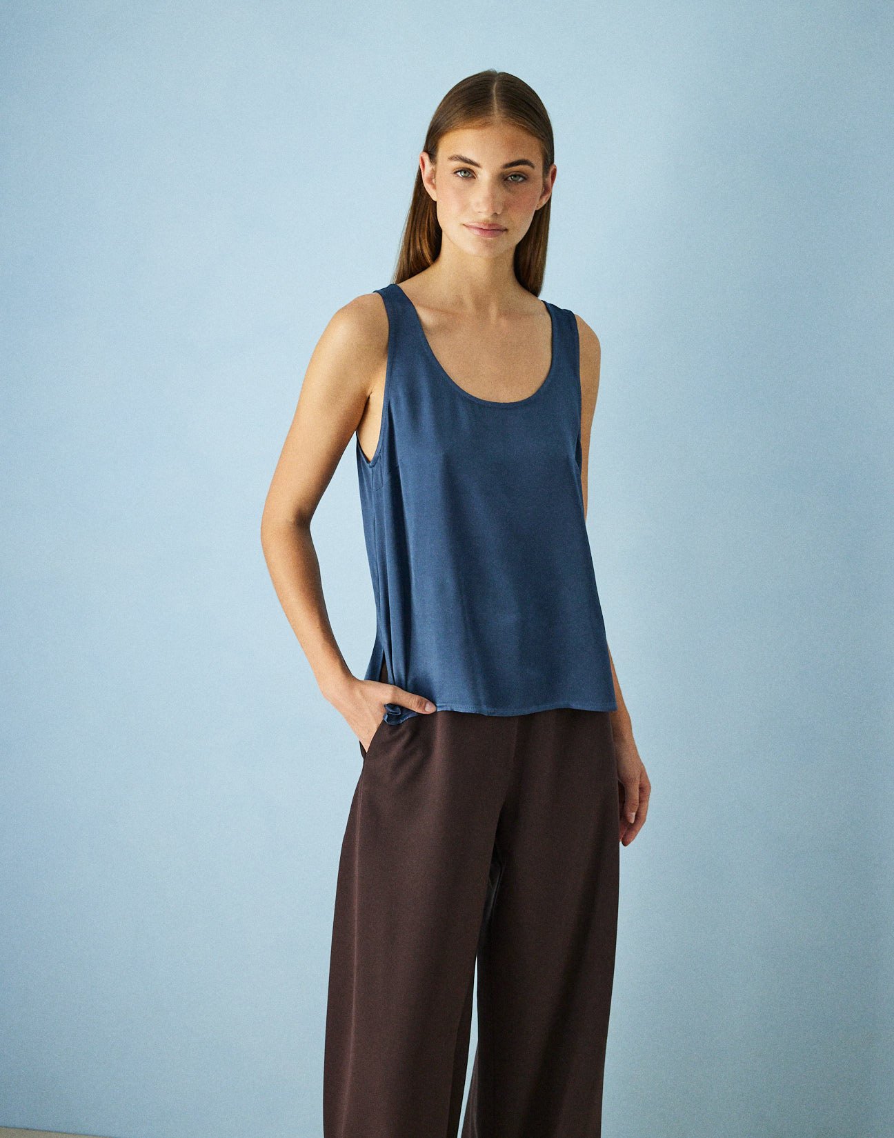 Sleeveless satin top