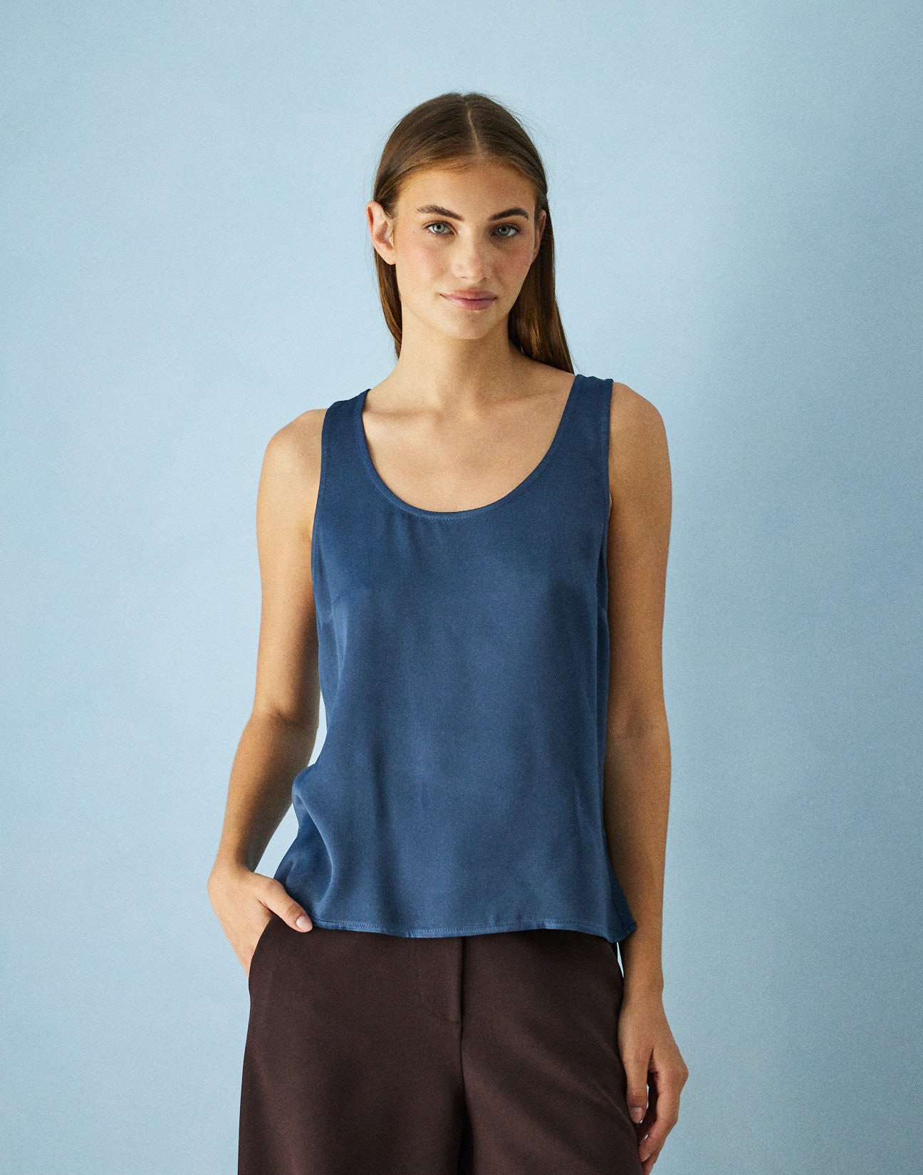Sleeveless satin top
