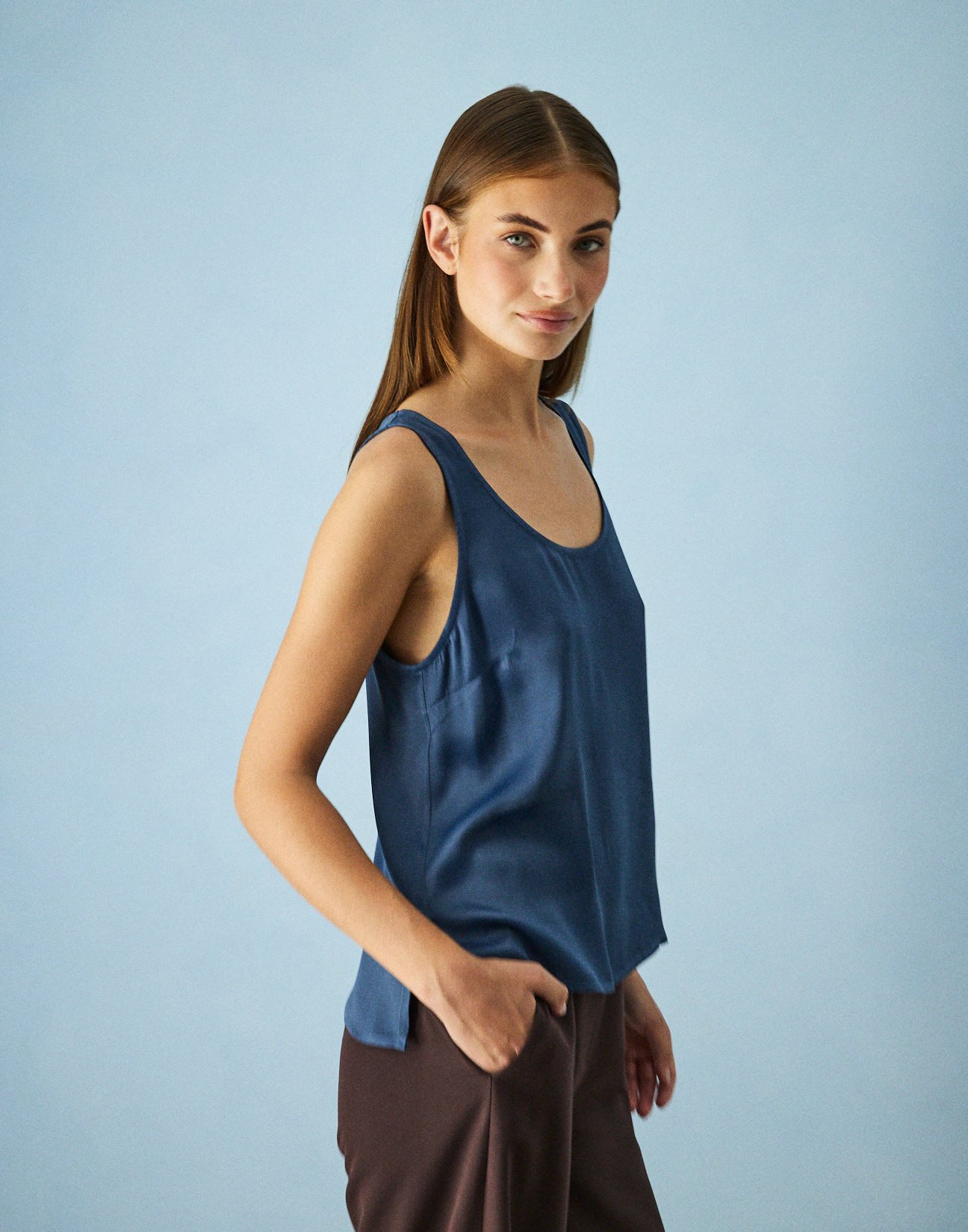 Sleeveless satin top