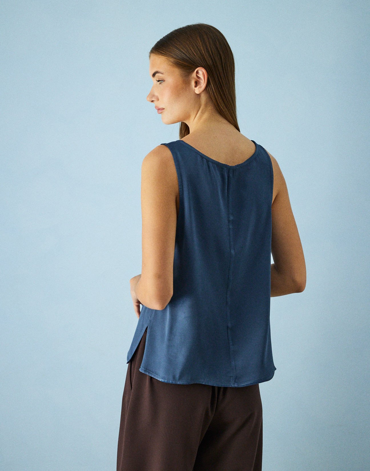 Sleeveless satin top
