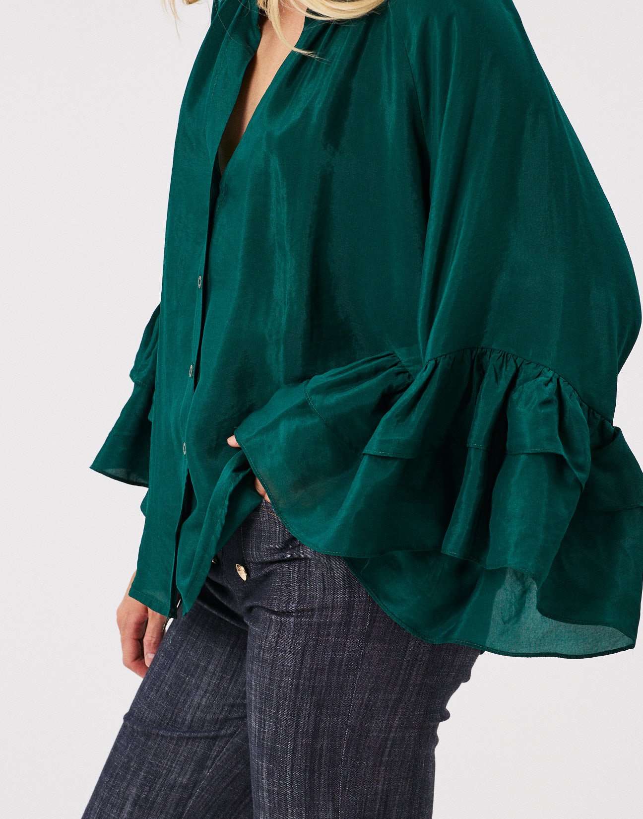 Oversized shirt with ruffles