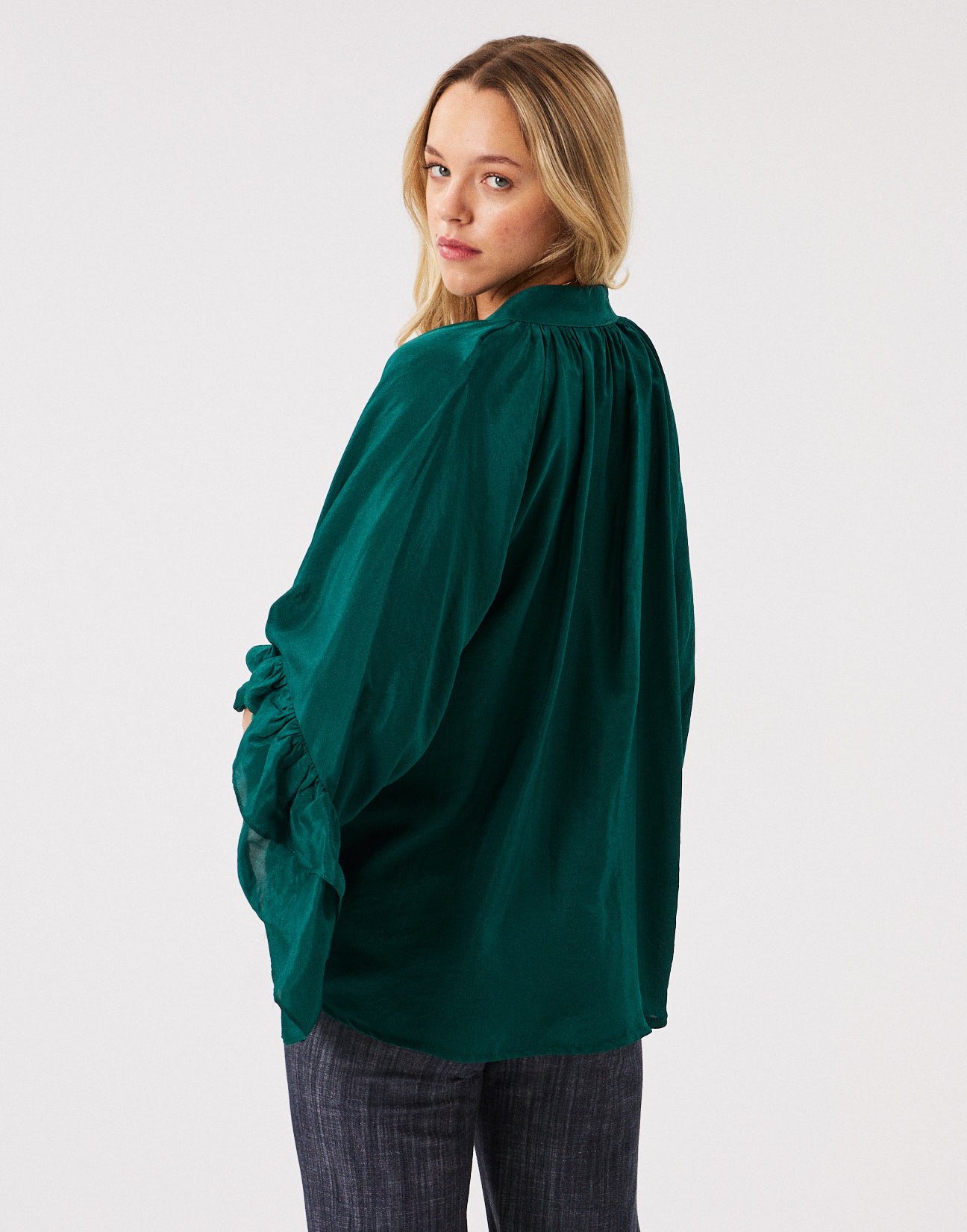 Oversized shirt with ruffles