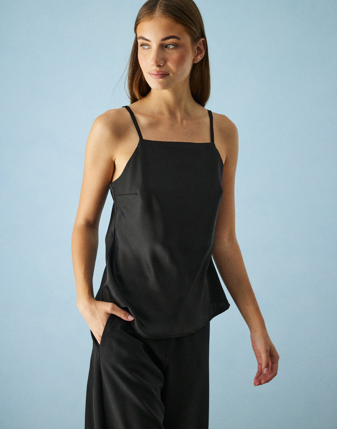 Satin top with straps