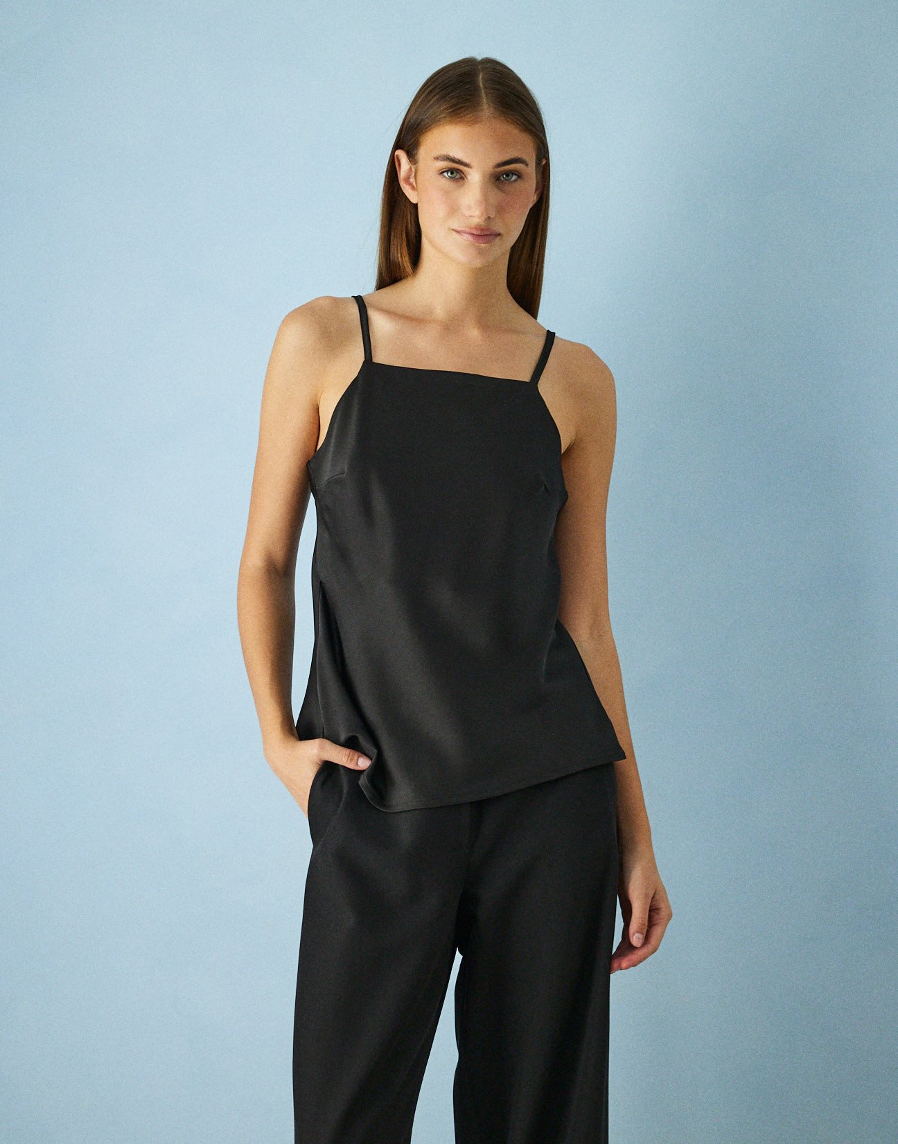 Satin top with straps