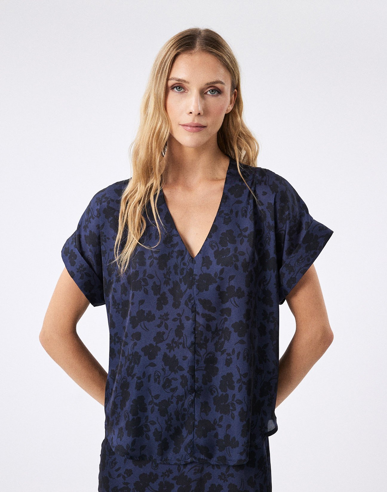Printed satin blouse