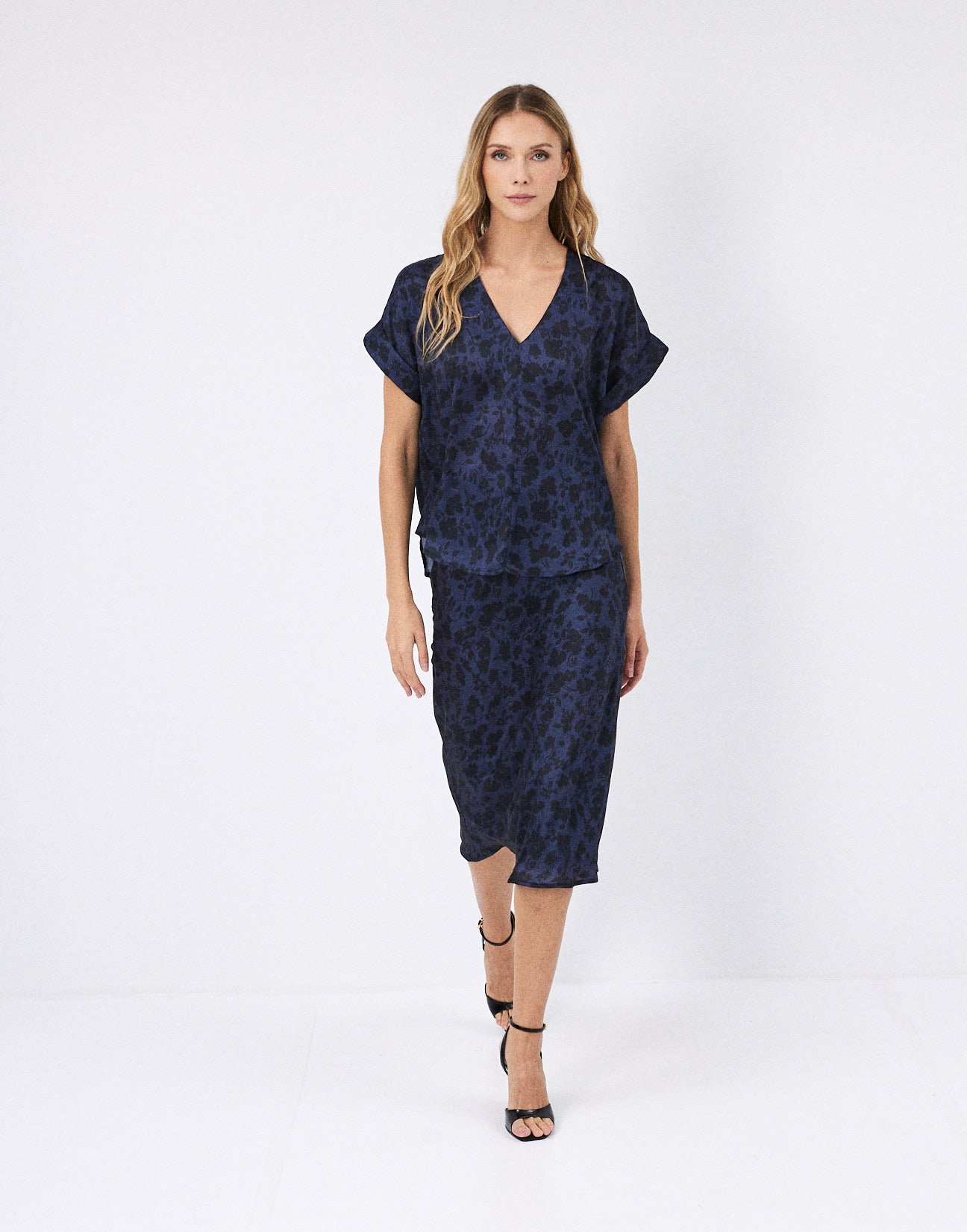Printed satin blouse