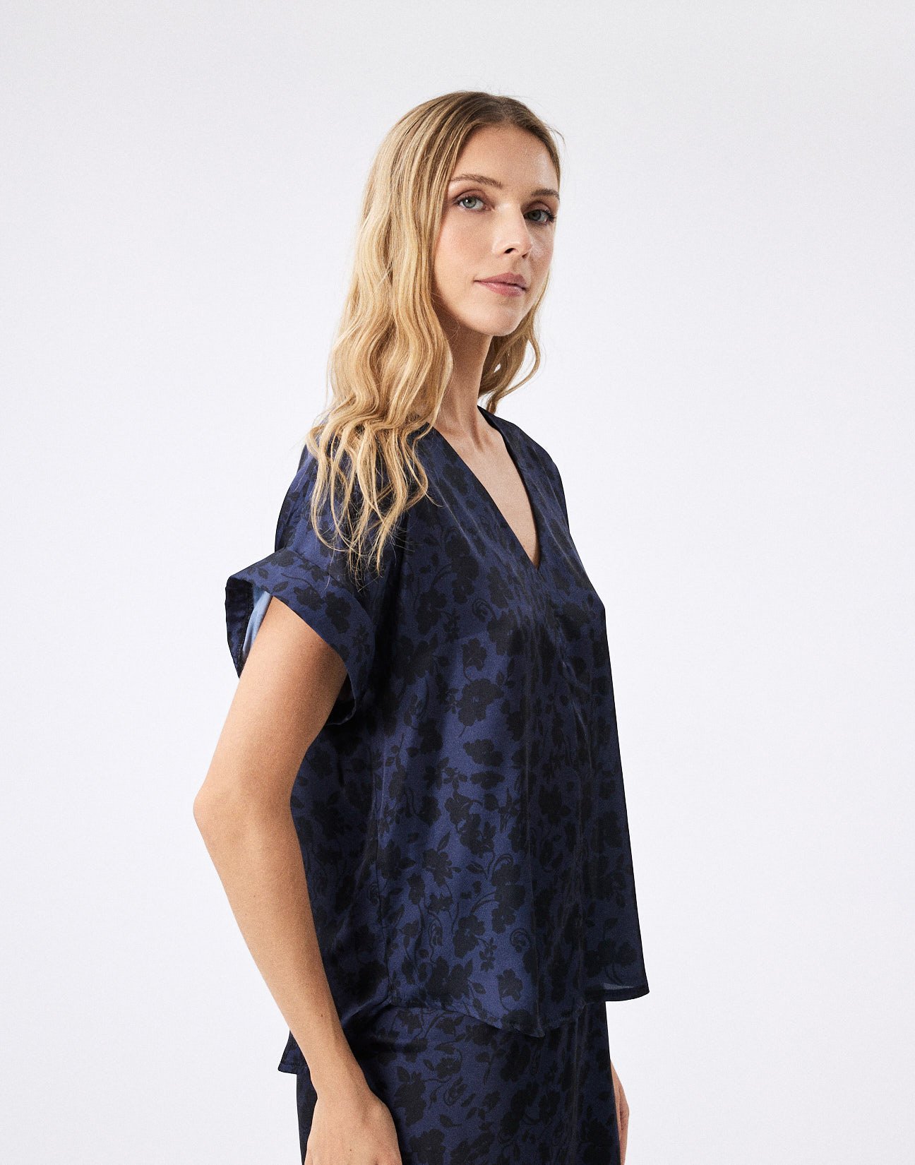 Printed satin blouse