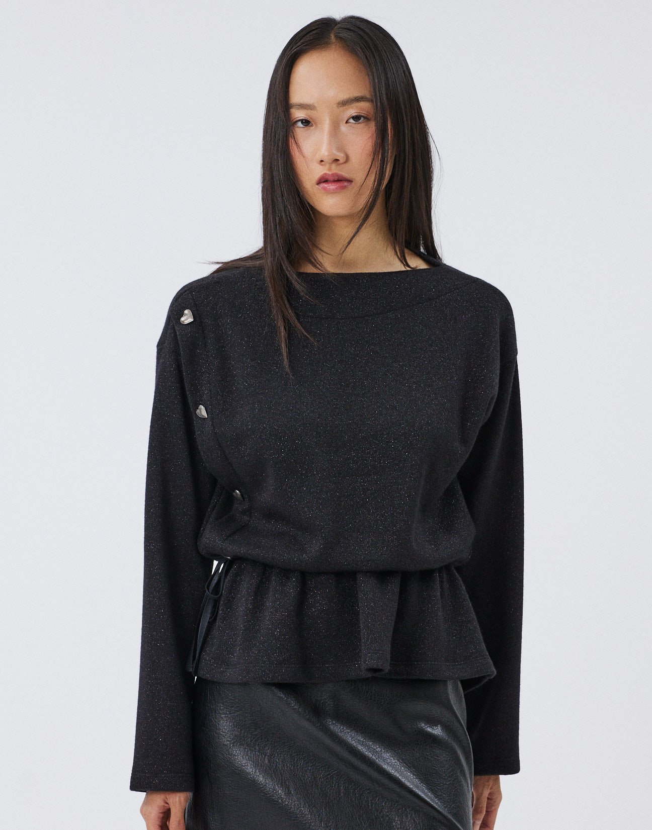 Metallic thread knit blouse