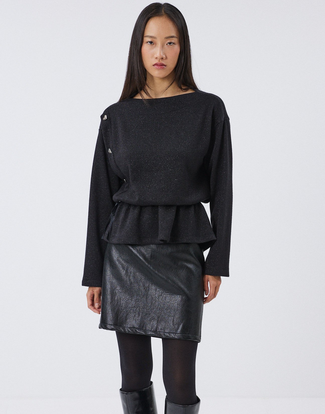 Metallic thread knit blouse