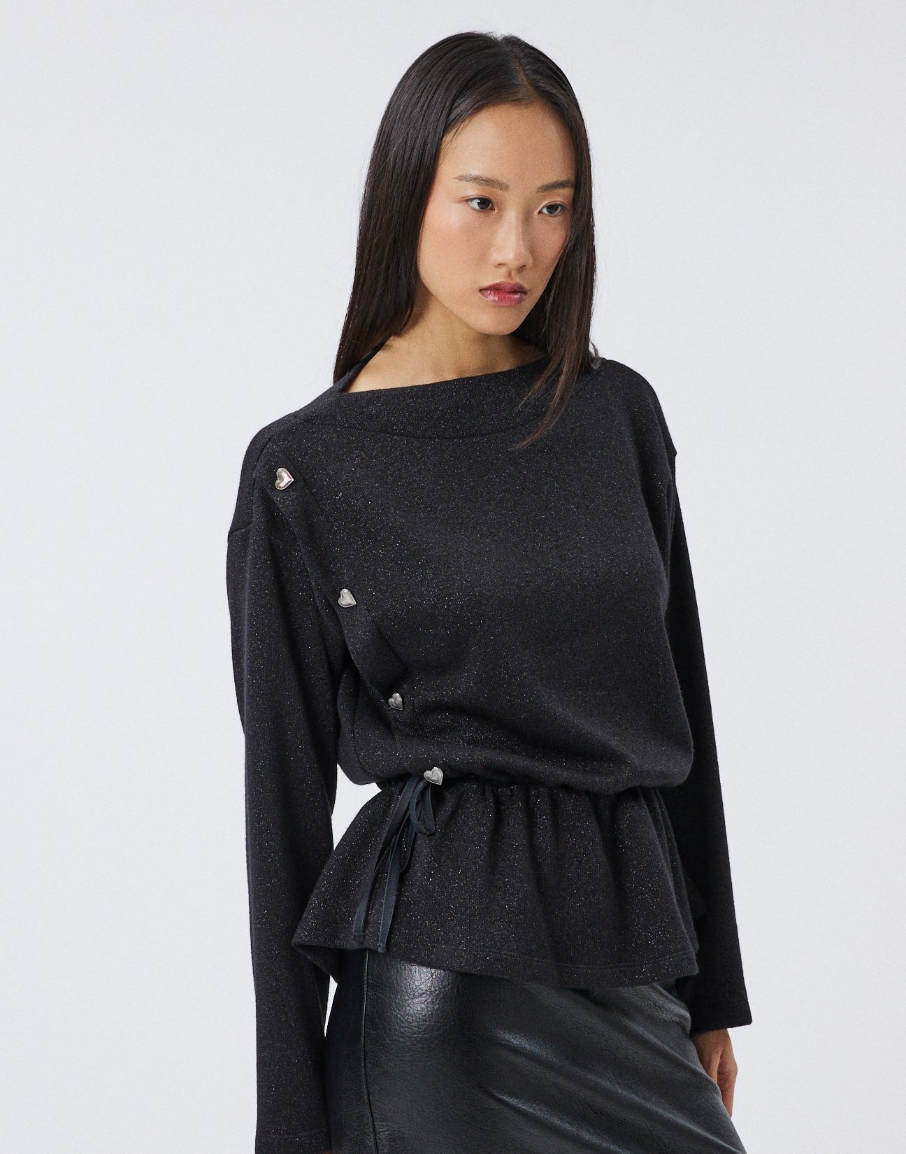 Metallic thread knit blouse