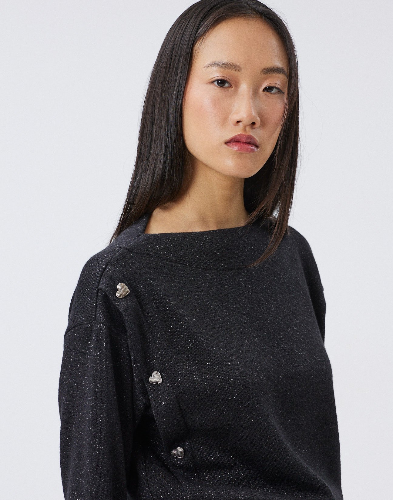Metallic thread knit blouse