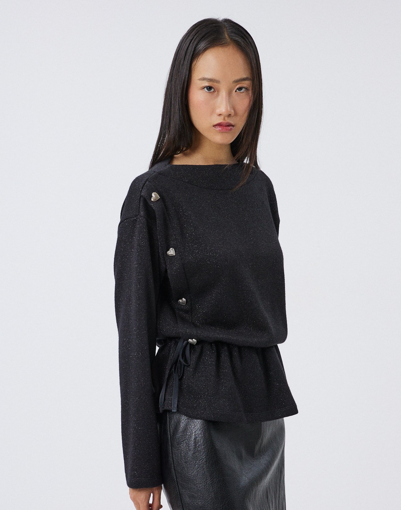 Metallic thread knit blouse