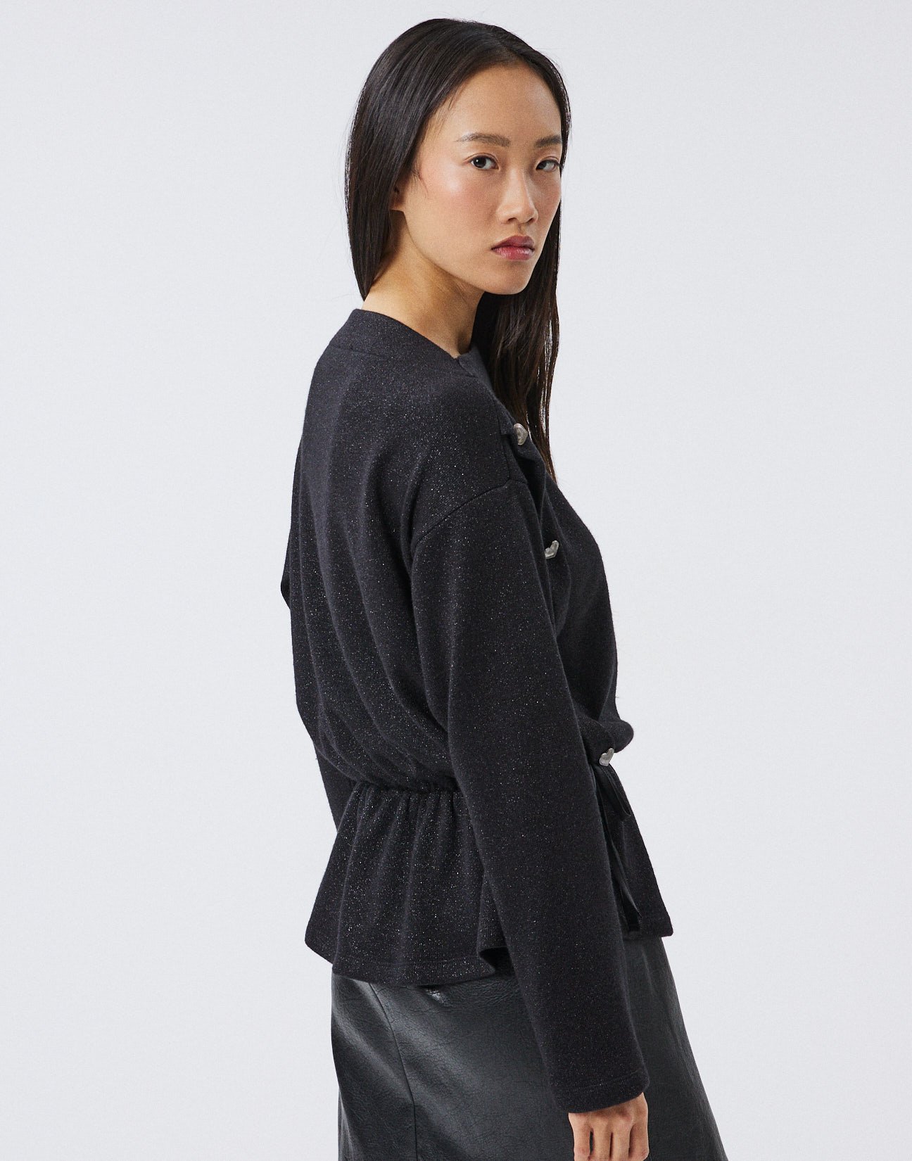 Metallic thread knit blouse