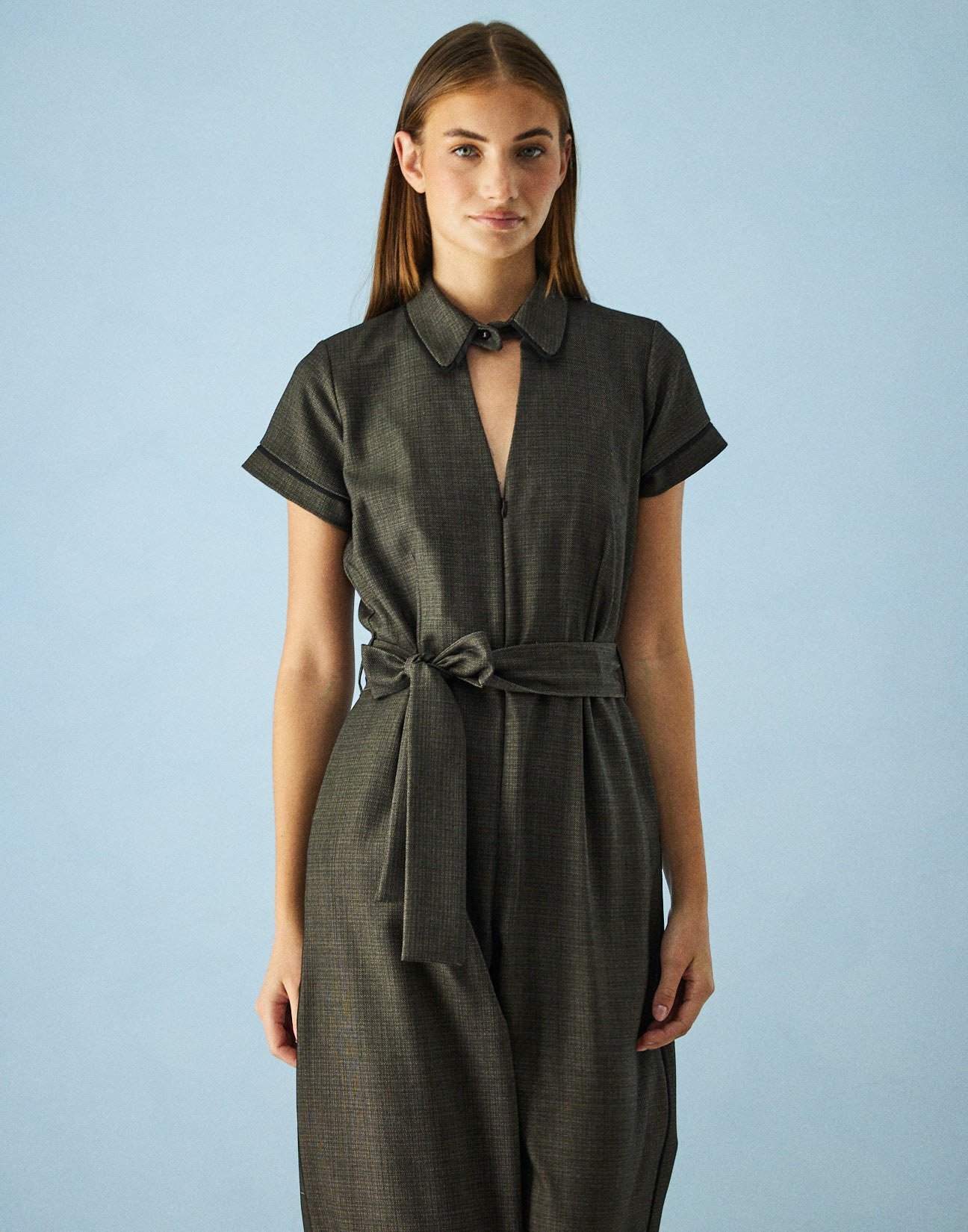 Jumpsuit with piping