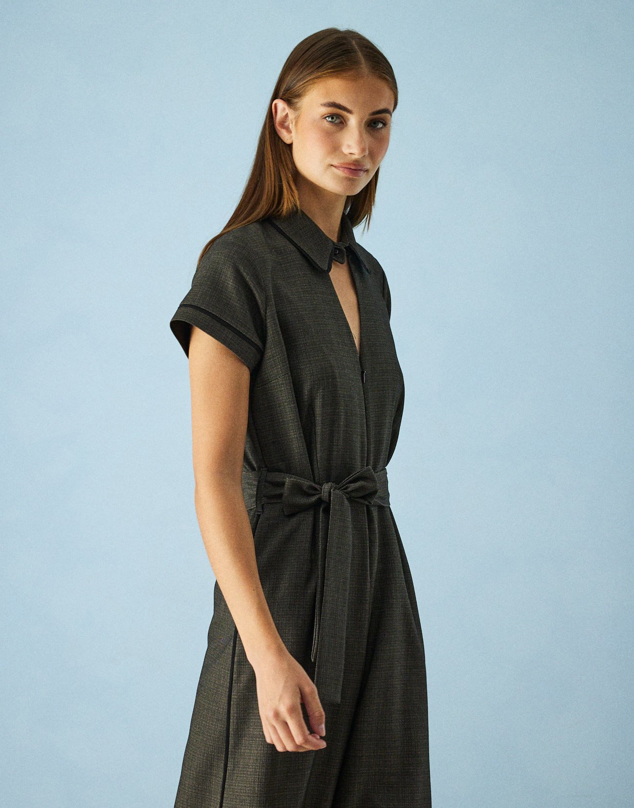 Jumpsuit with piping