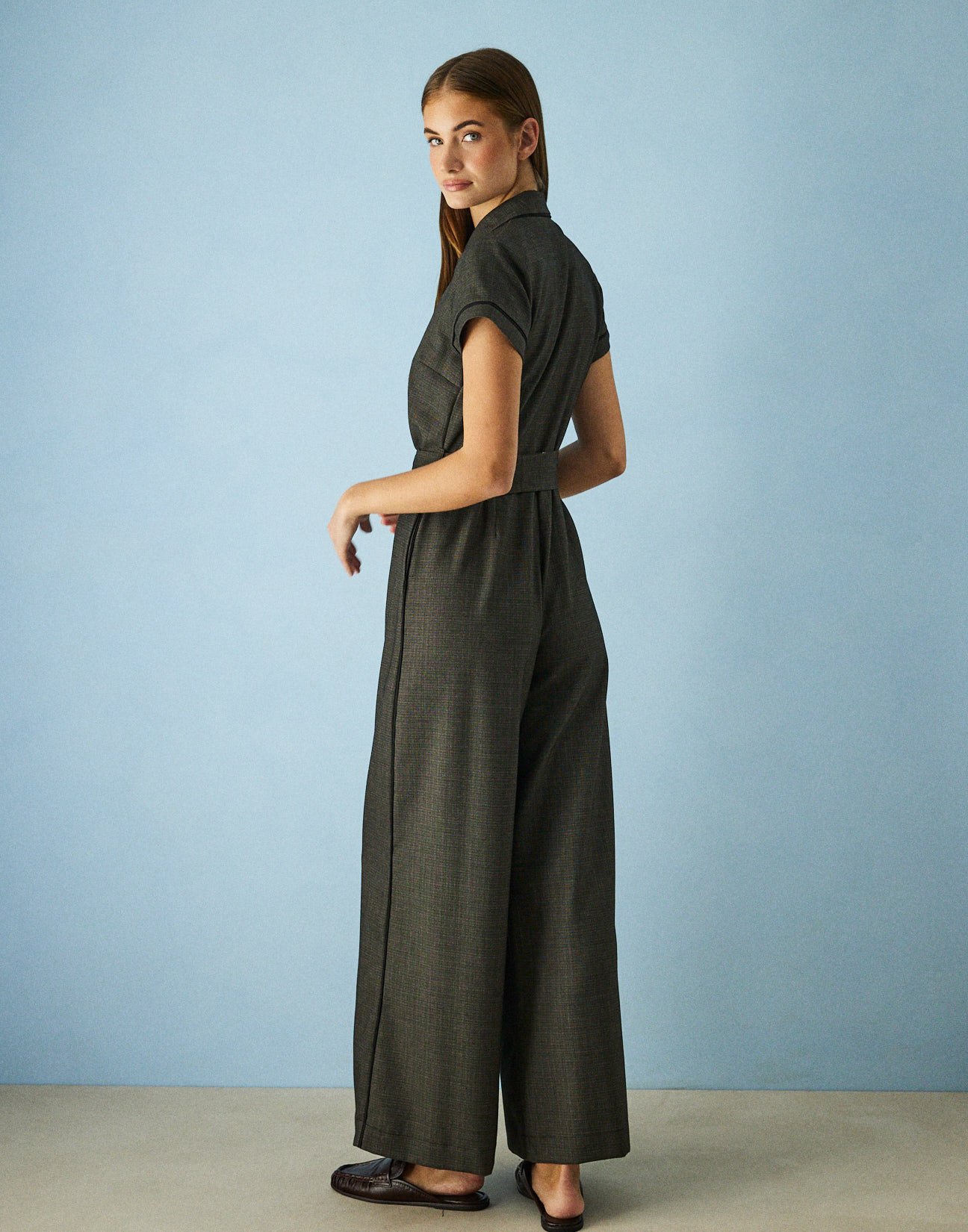 Jumpsuit with piping