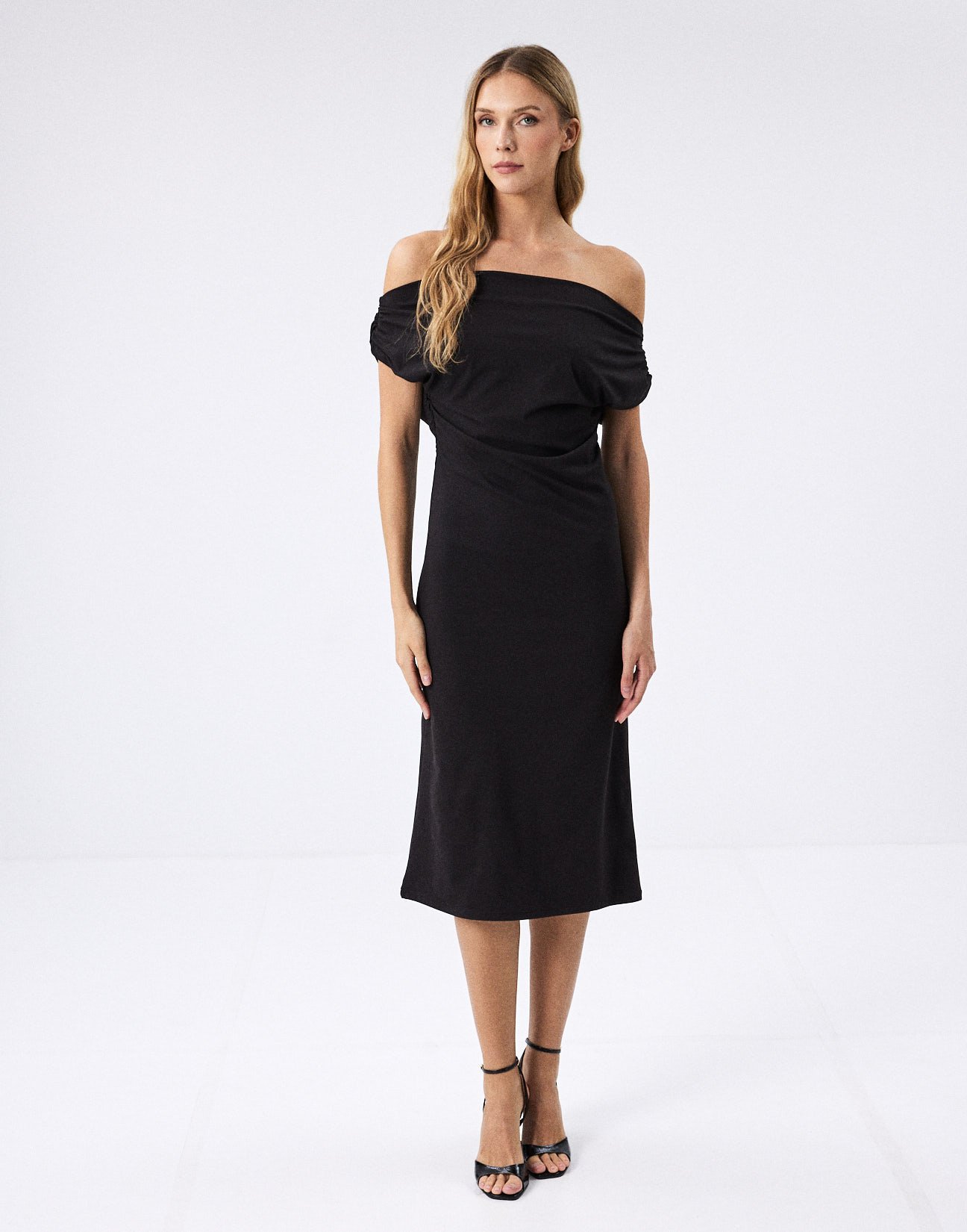 Midi dress with gather detail