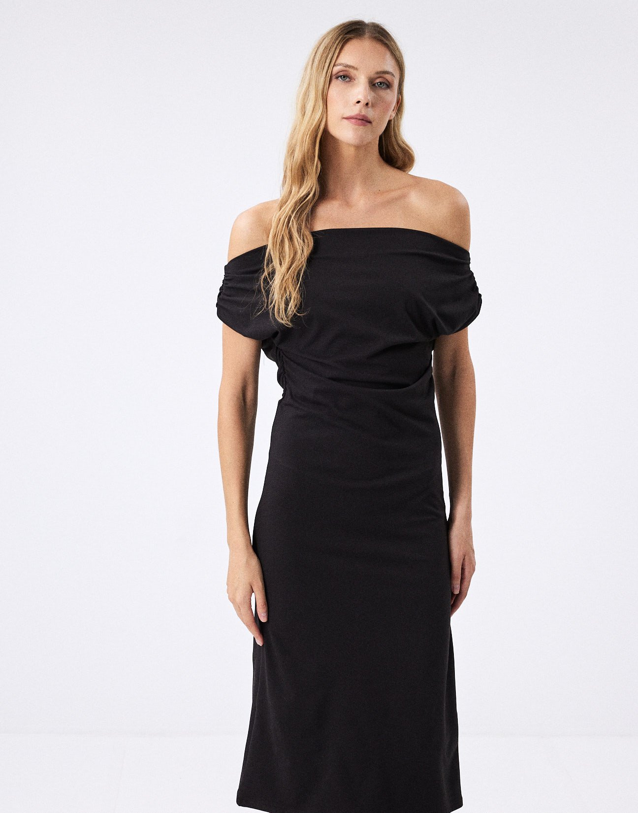 Midi dress with gather detail