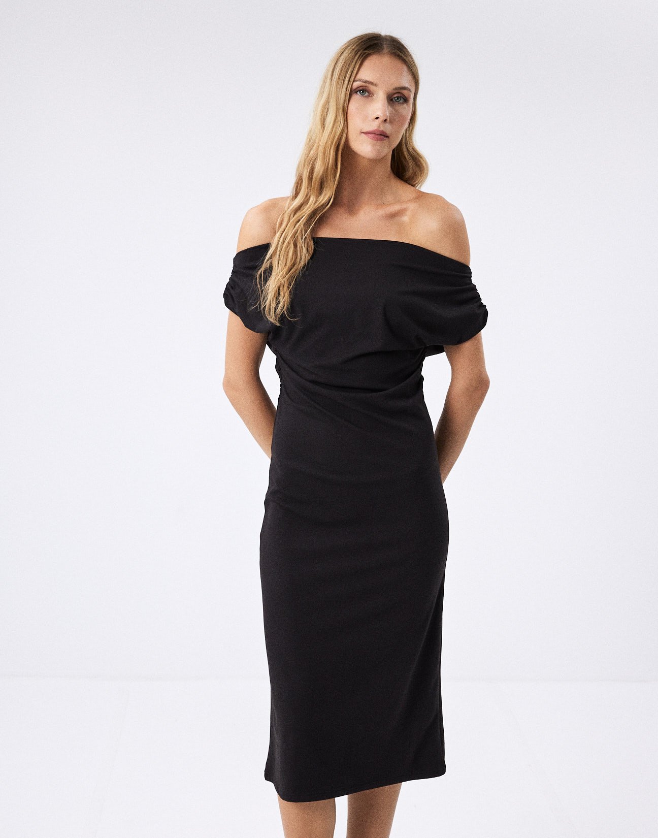 Midi dress with gather detail