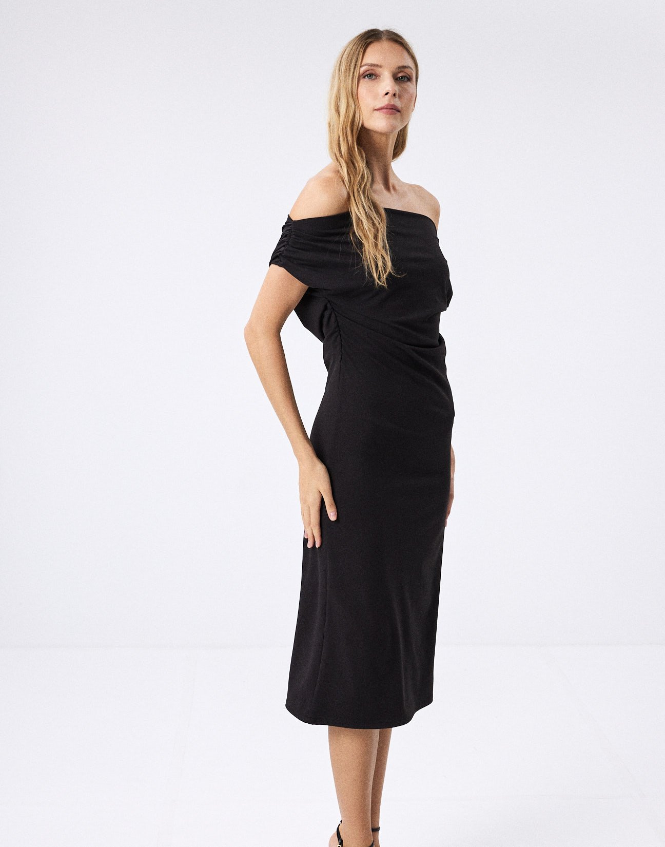 Midi dress with gather detail