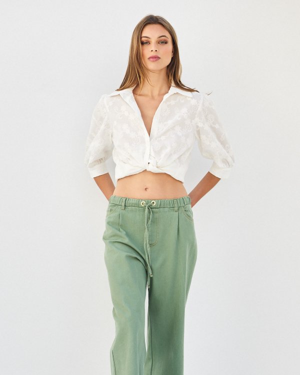Jeans trousers with elastic waist