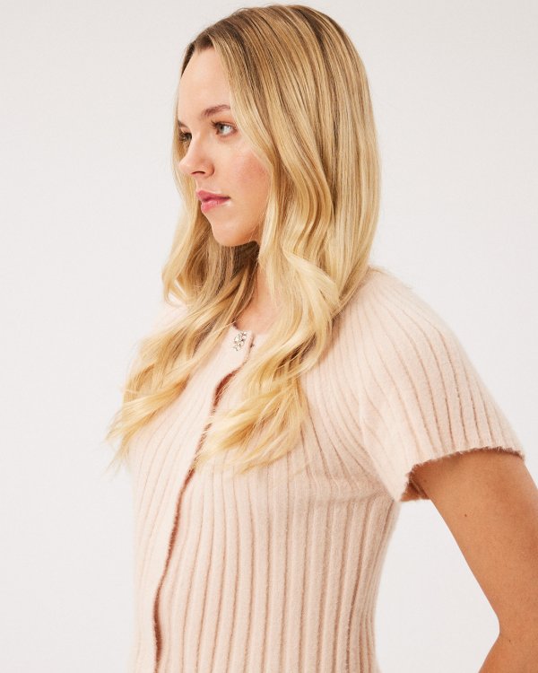 Cardigan with rhinestone button